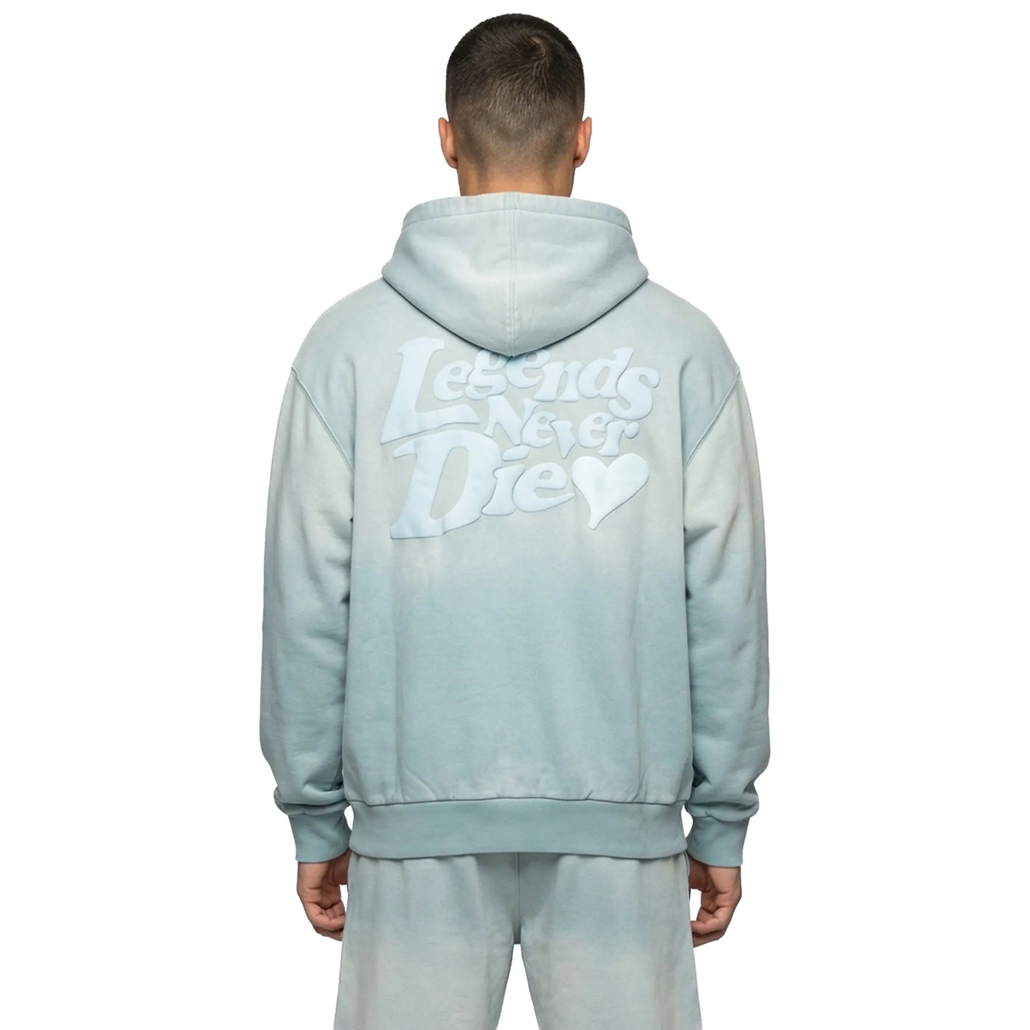 Back View of Légende Paris LND Gradient Icy Blue Hoodie