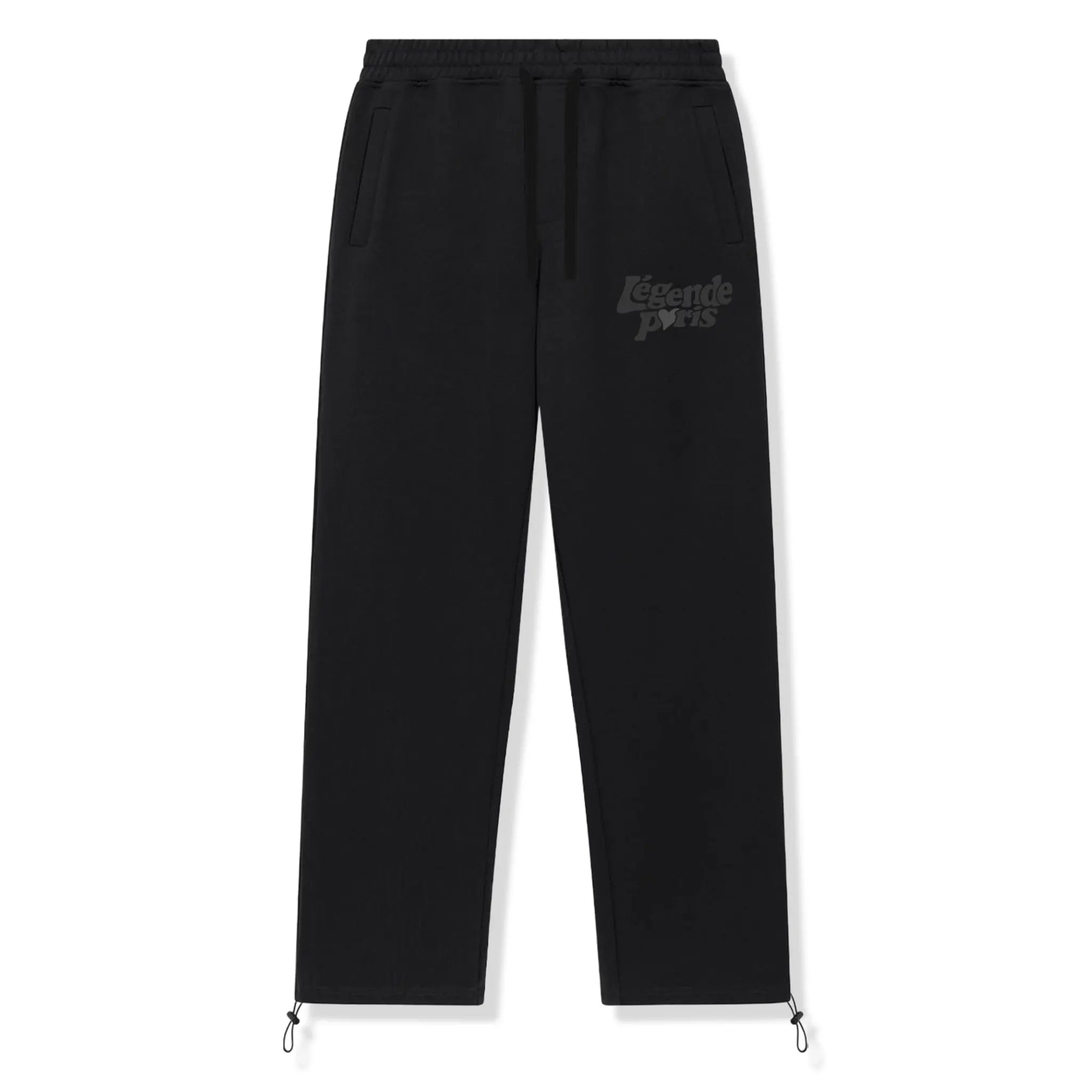Front View of Légende Paris Lnd Tonal Black Sweatpants LPPNT046