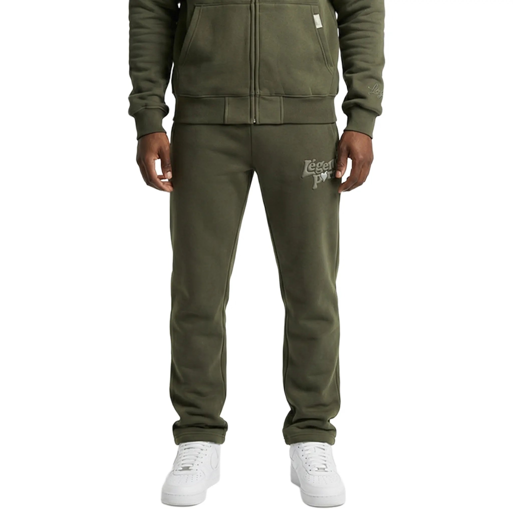 Front View of Légende Paris Lnd Tonal Khaki Sweatpants LPPNT051