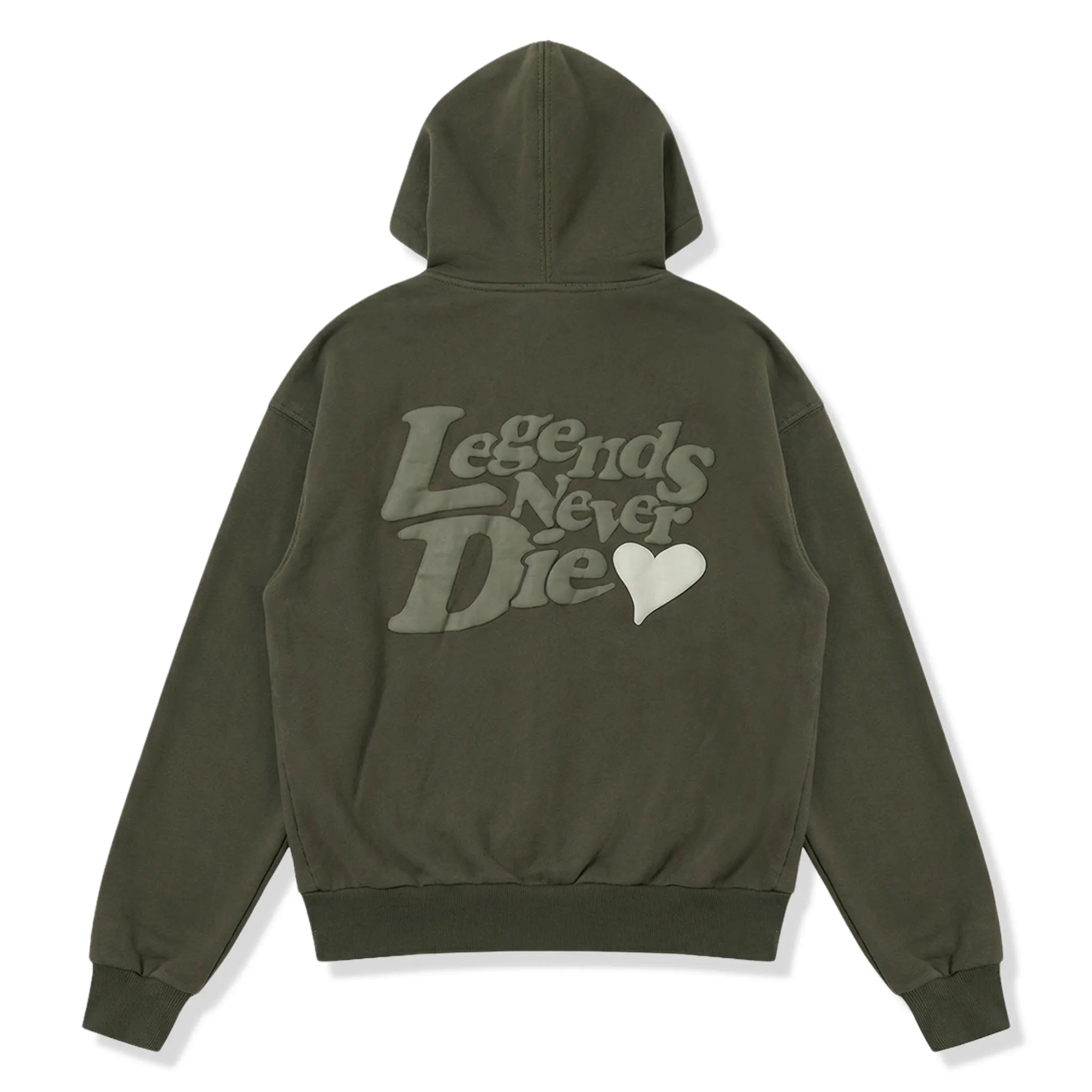 Back View of Légende Paris Lnd Tonal Khaki Zip-Up Hoodie LPHOD027