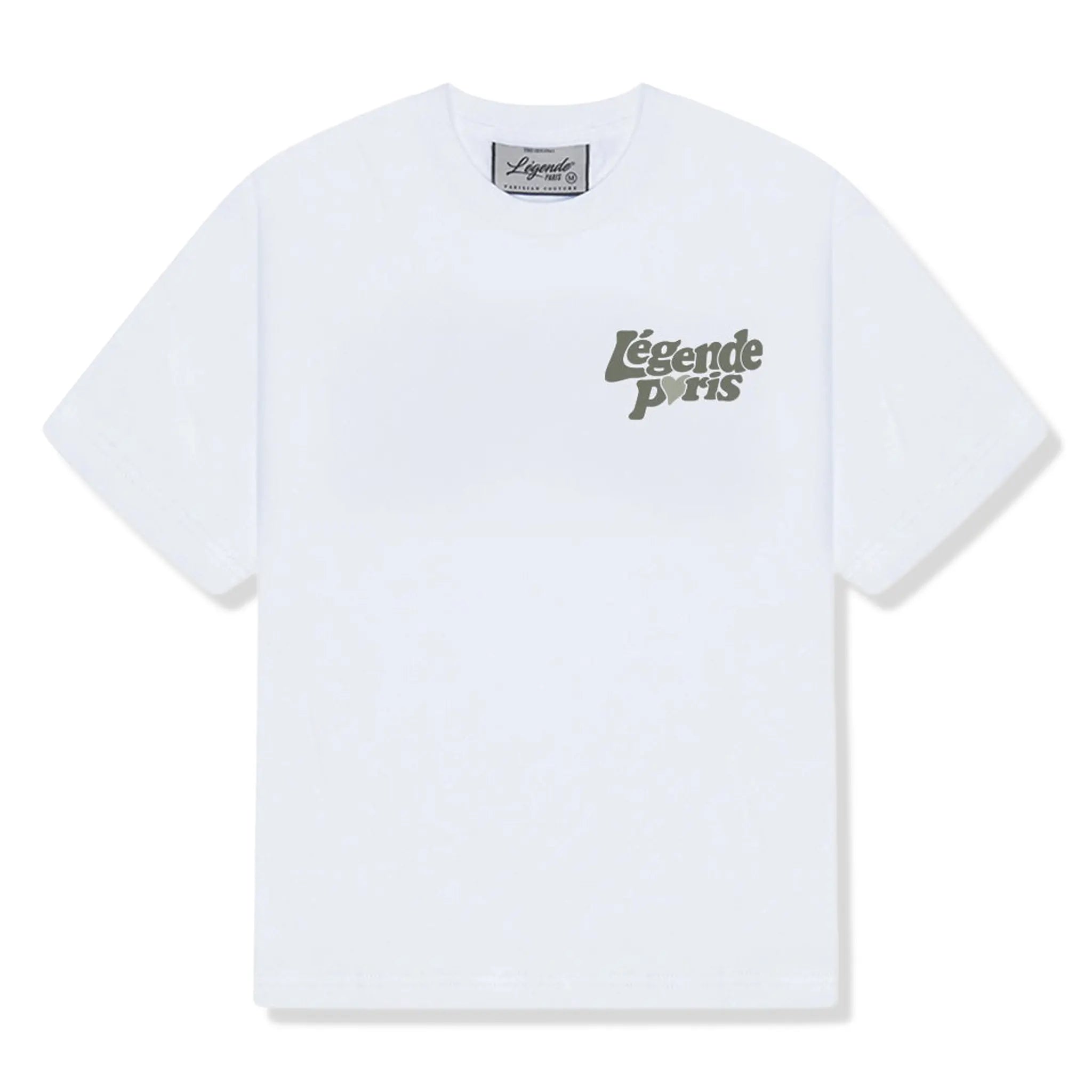 Front View of Légende Paris Lnd White Khaki T Shirt LPTEE177
