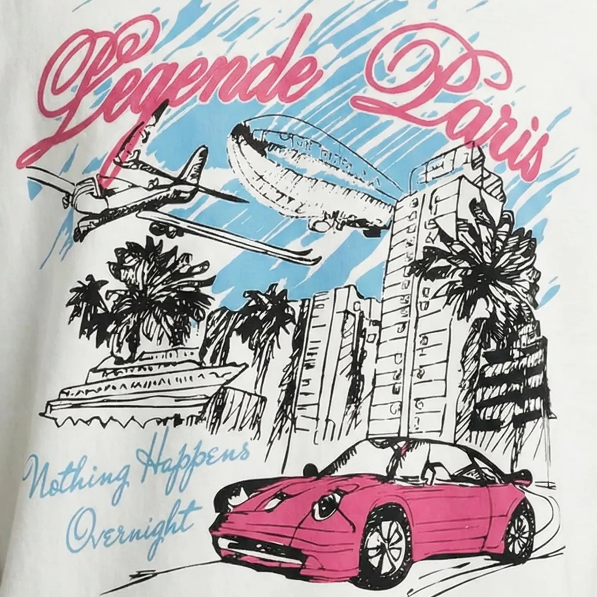 Detailed View of Légende Paris Overnight Sketch White T-Shirt