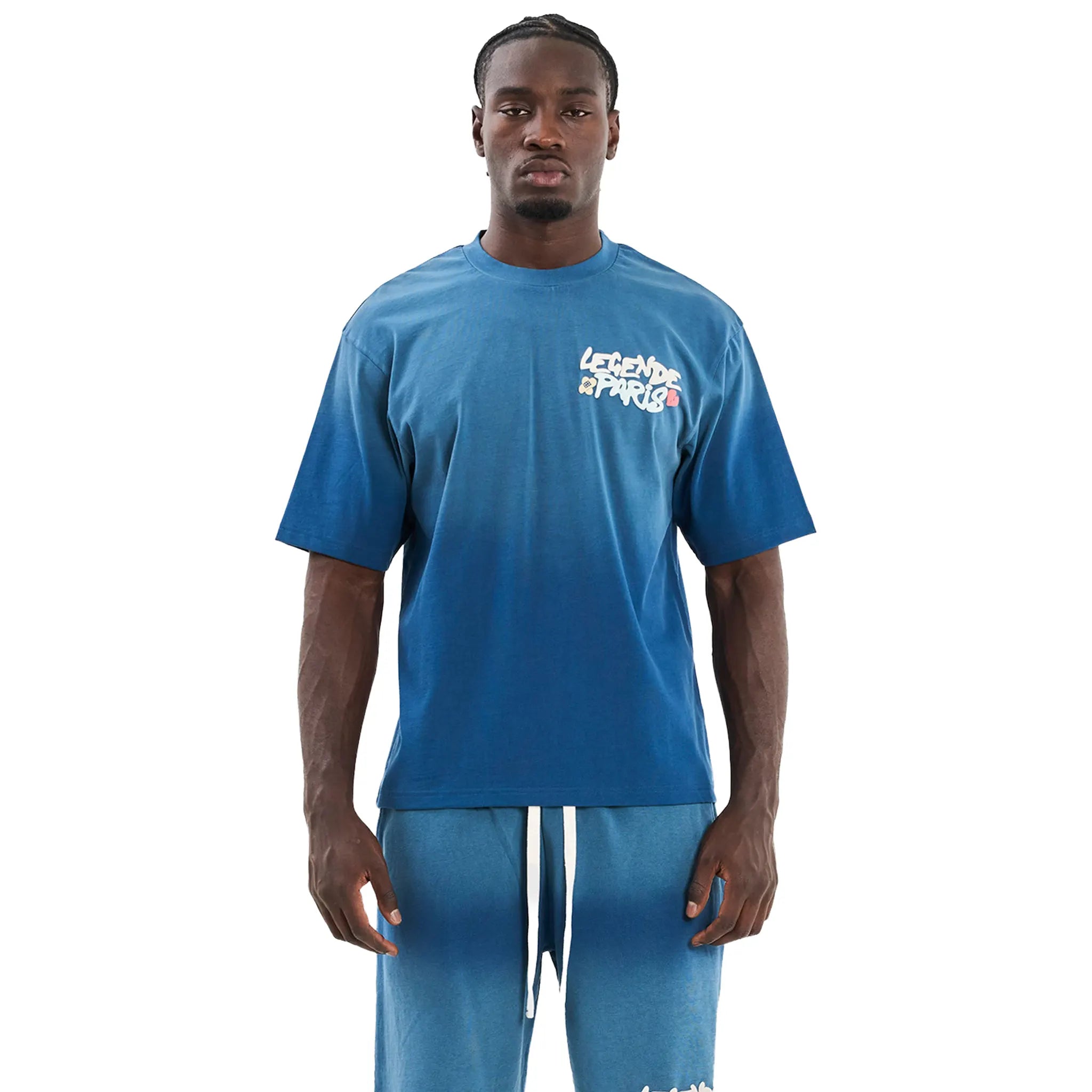 Front View of Legende Paris Realer Than Most Blue T-Shirt