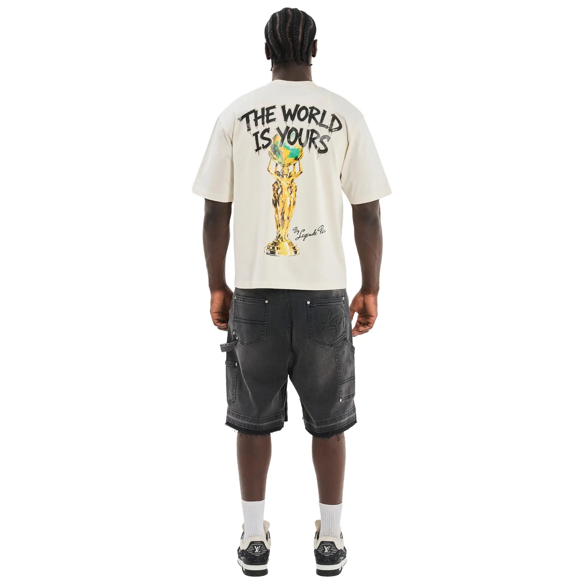 Back View of Legende Paris Twiy Statue Off White T-Shirt