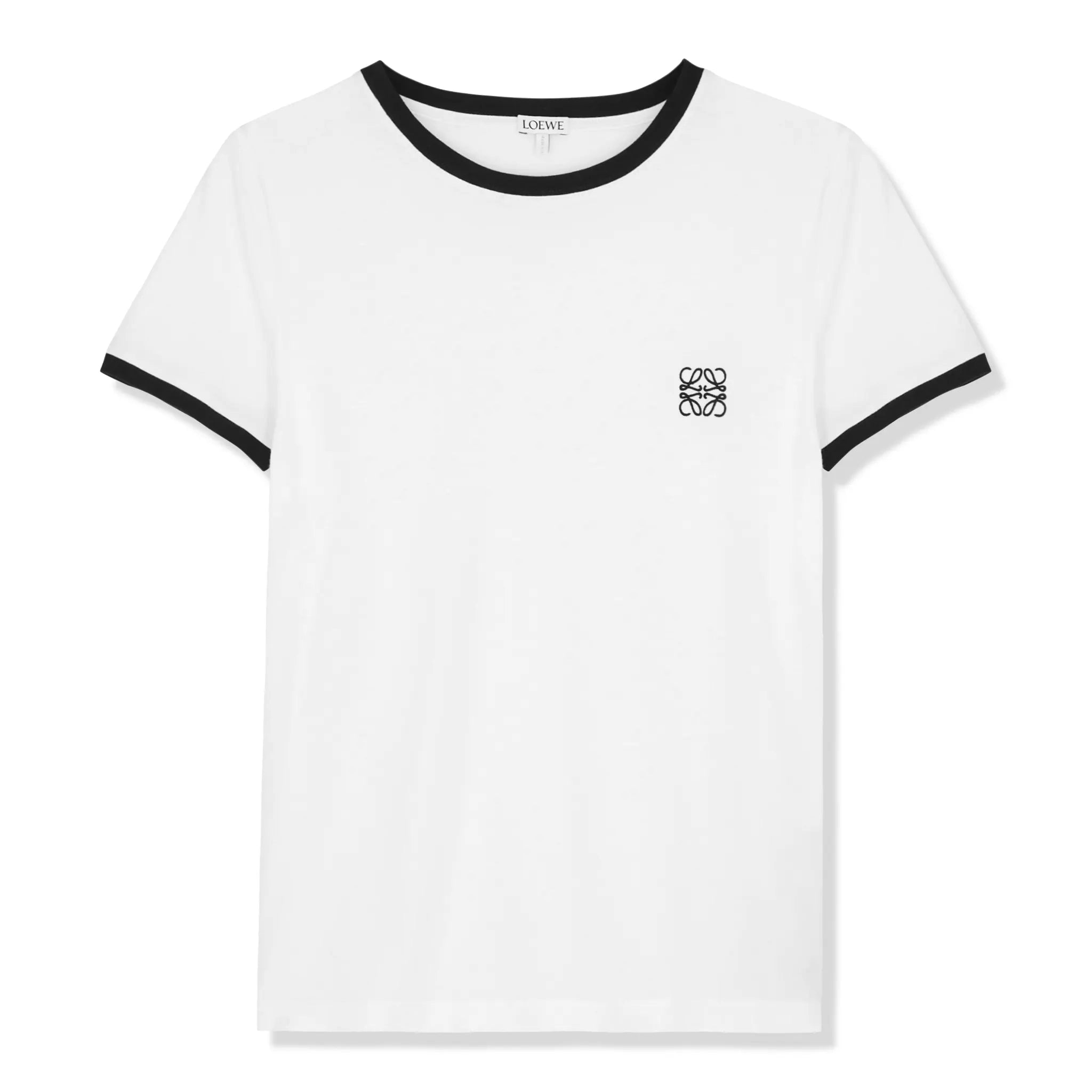 Front view of Loewe Anagram Embroidered White Black T Shirt S359Y22X28-2101