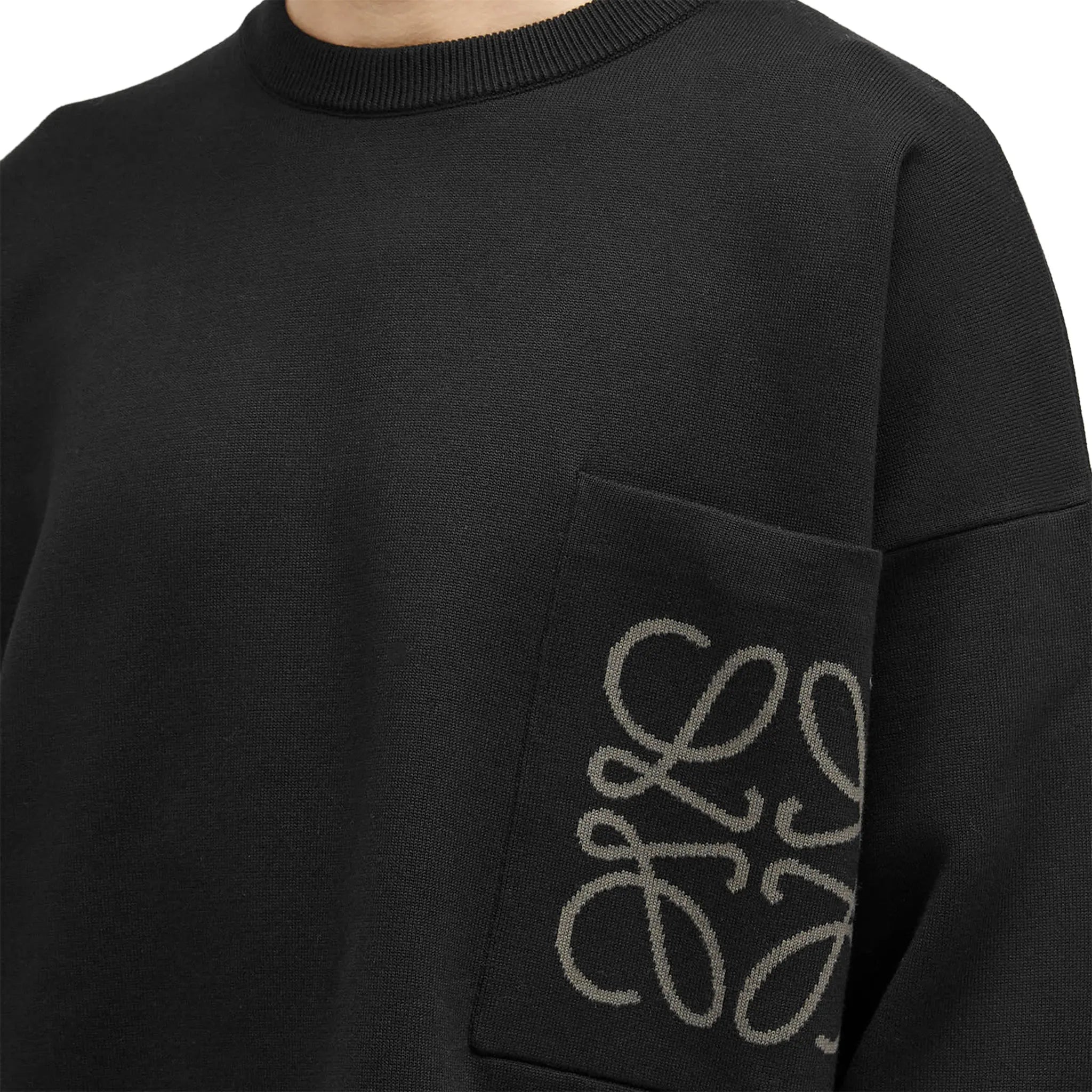 Detailed View of Loewe Anagram Pocket Cotton and Viscose Black Sweatshirt H526Y14KDK-1100