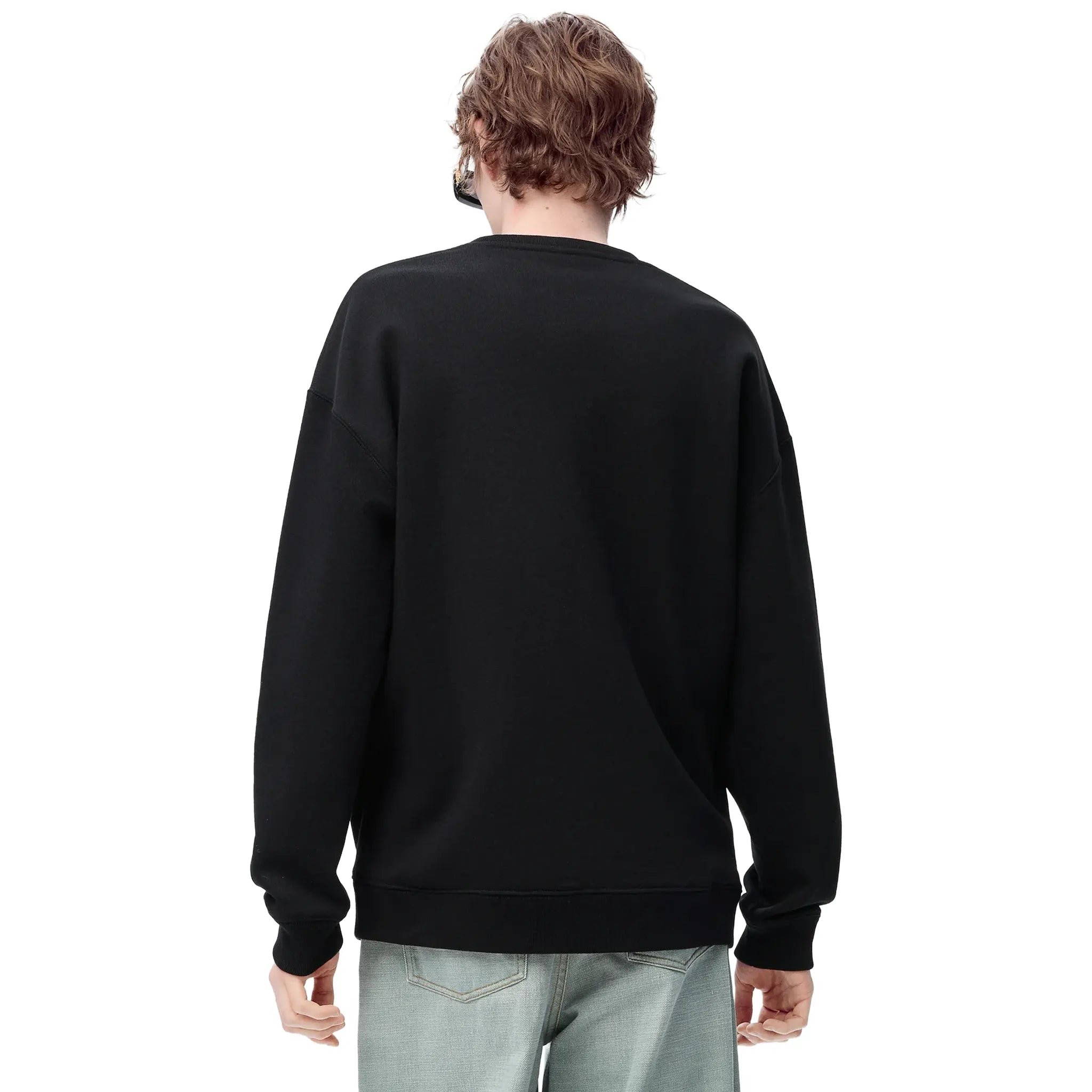 Back View of Loewe Regular Fit Cotton Black Sweatshirt H526Y24X63-1100