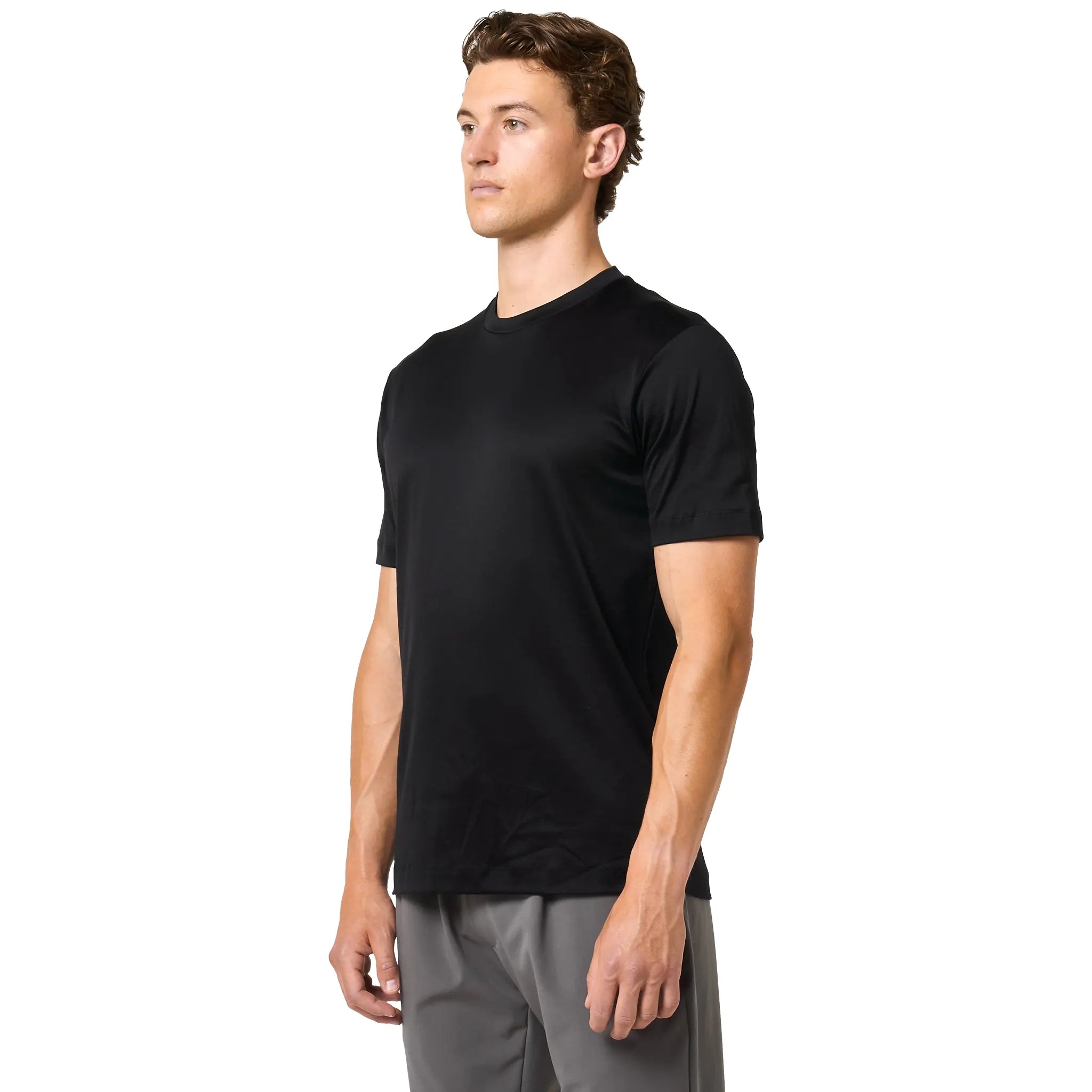 Front Side View of Loiano Egyptian Cotton Black T Shirt