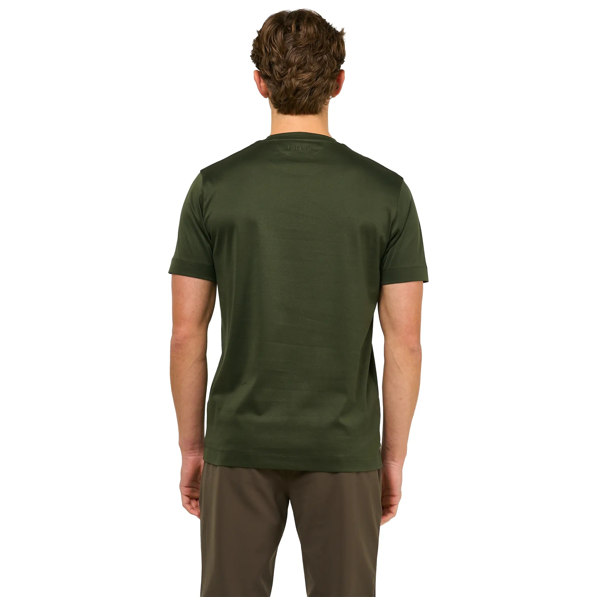 Back View of Loiano Egyptian Cotton Forest Green T Shirt