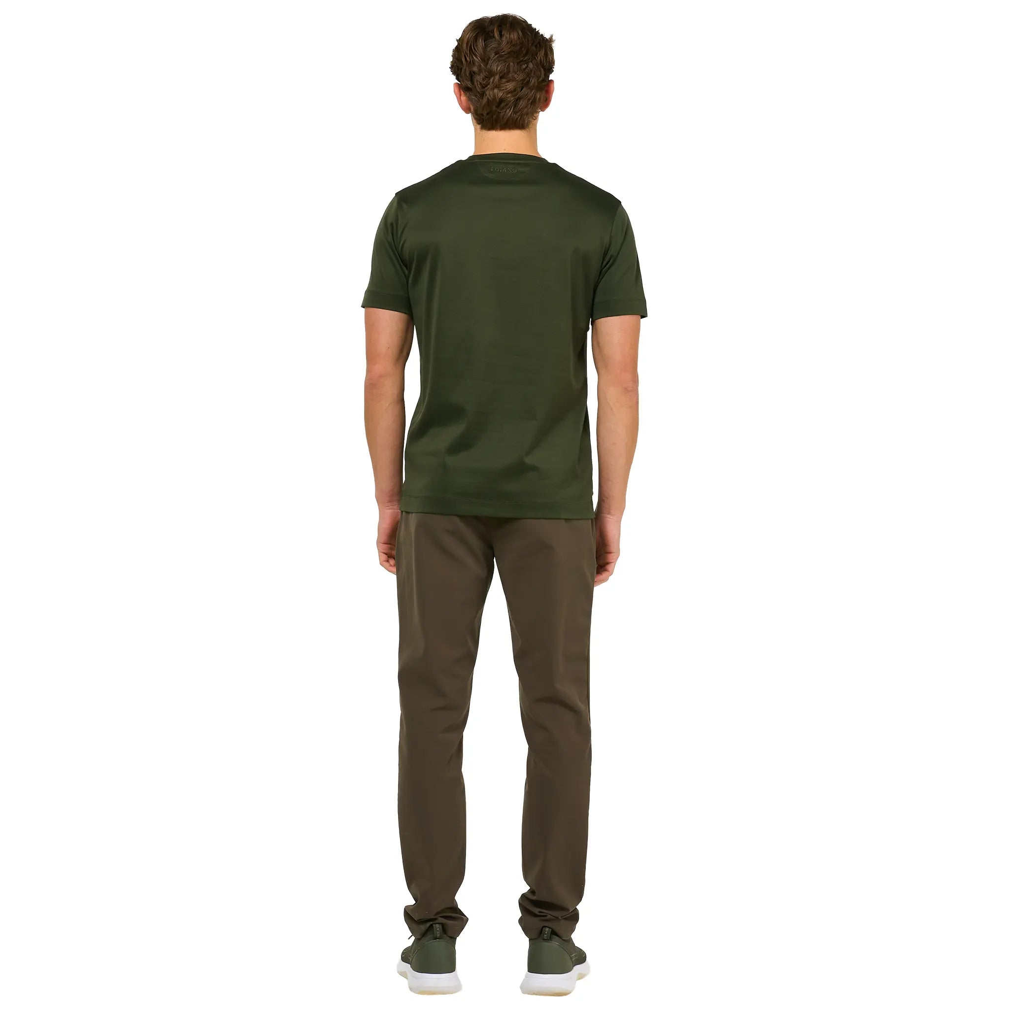Back View of Loiano Egyptian Cotton Forest Green T Shirt