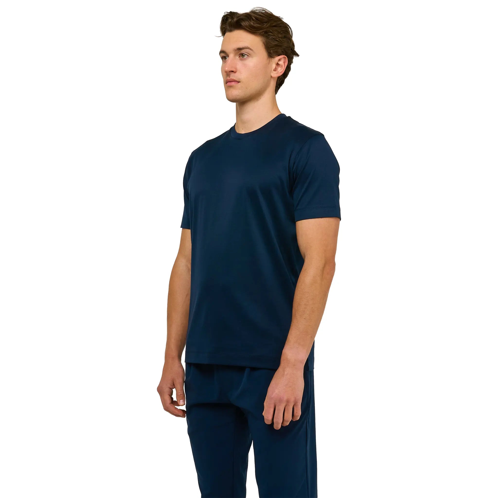 Front Side View of Loiano Egyptian Cotton Navy T Shirt