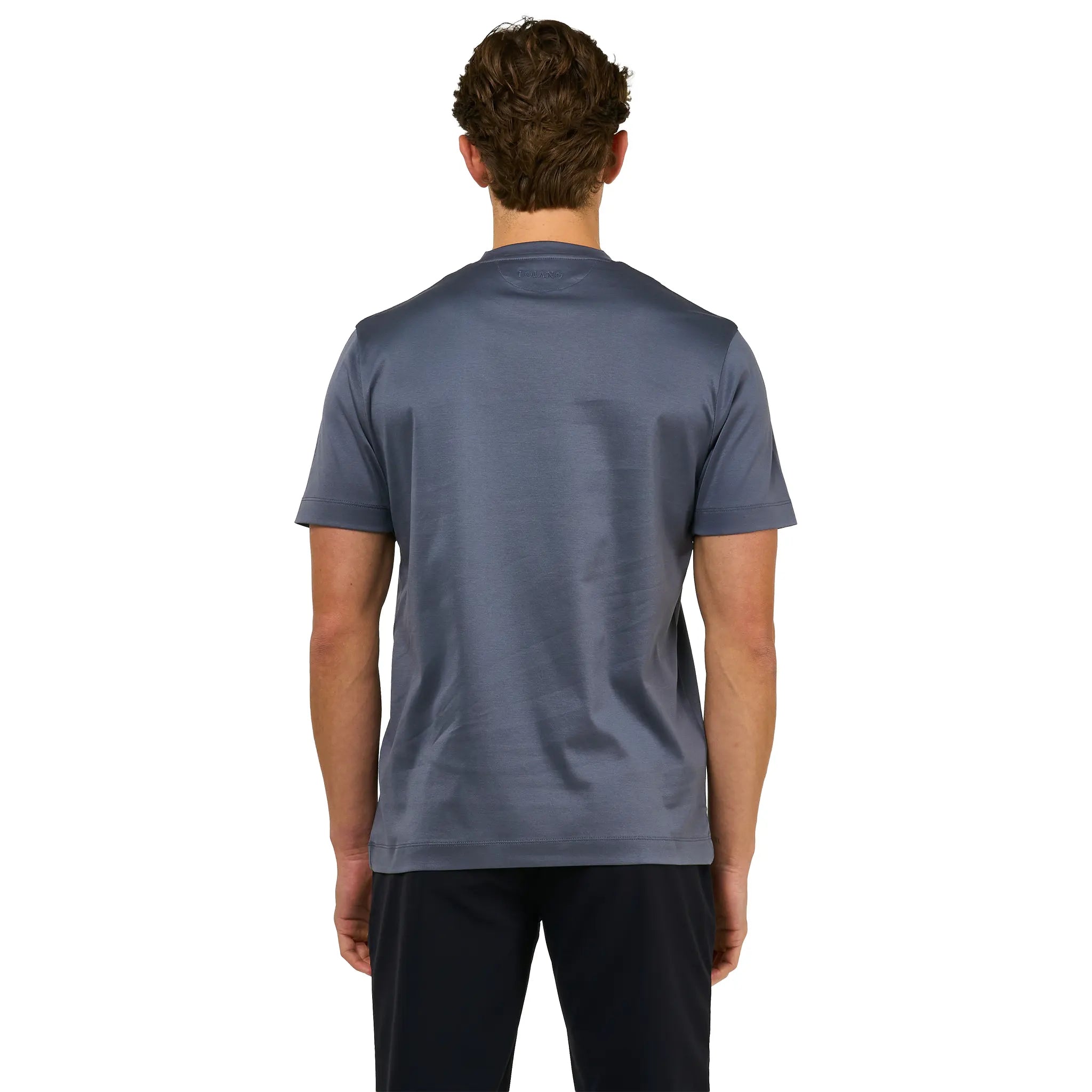 Back View of Loiano Egyptian Cotton Steel T Shirt