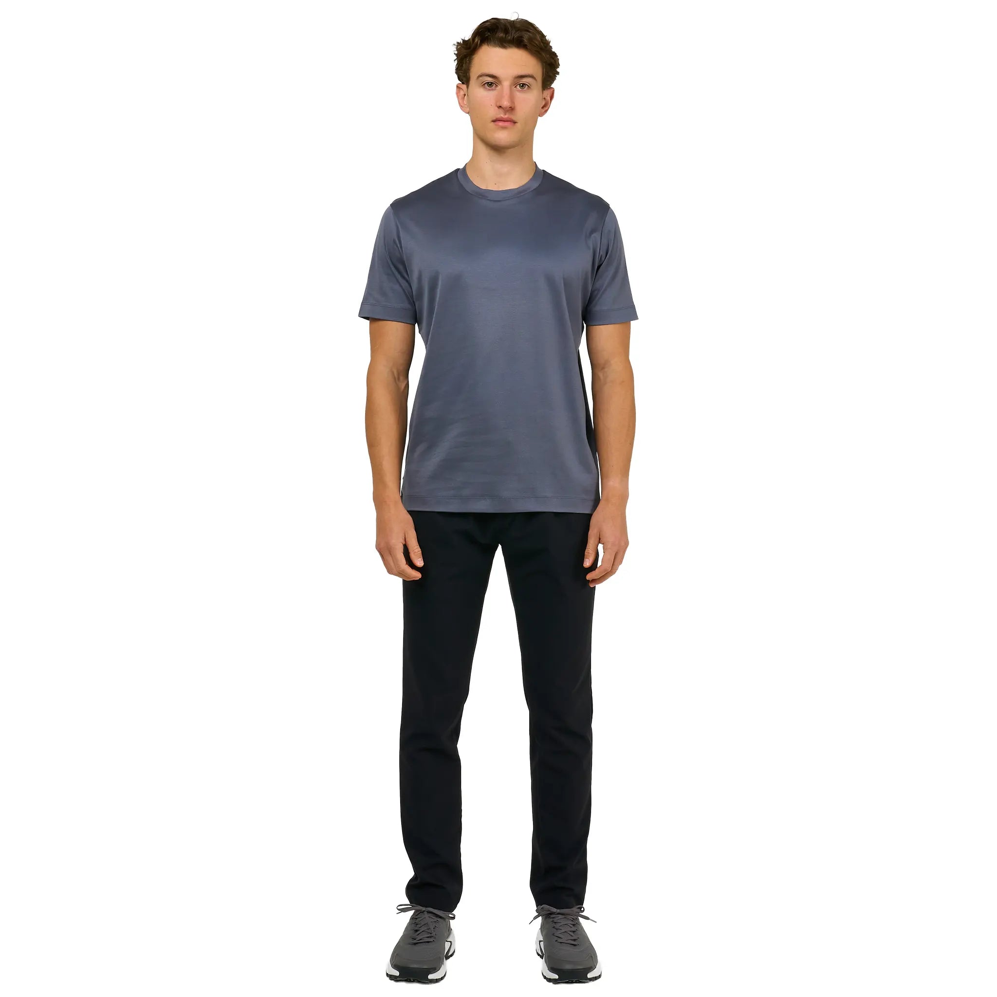 Front View of Loiano Egyptian Cotton Steel T Shirt