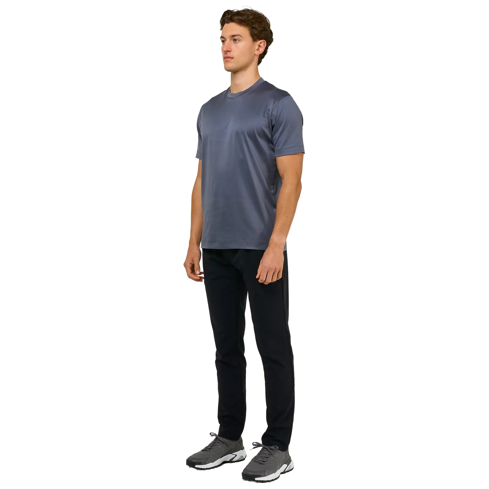 Front Side View of Loiano Egyptian Cotton Steel T Shirt