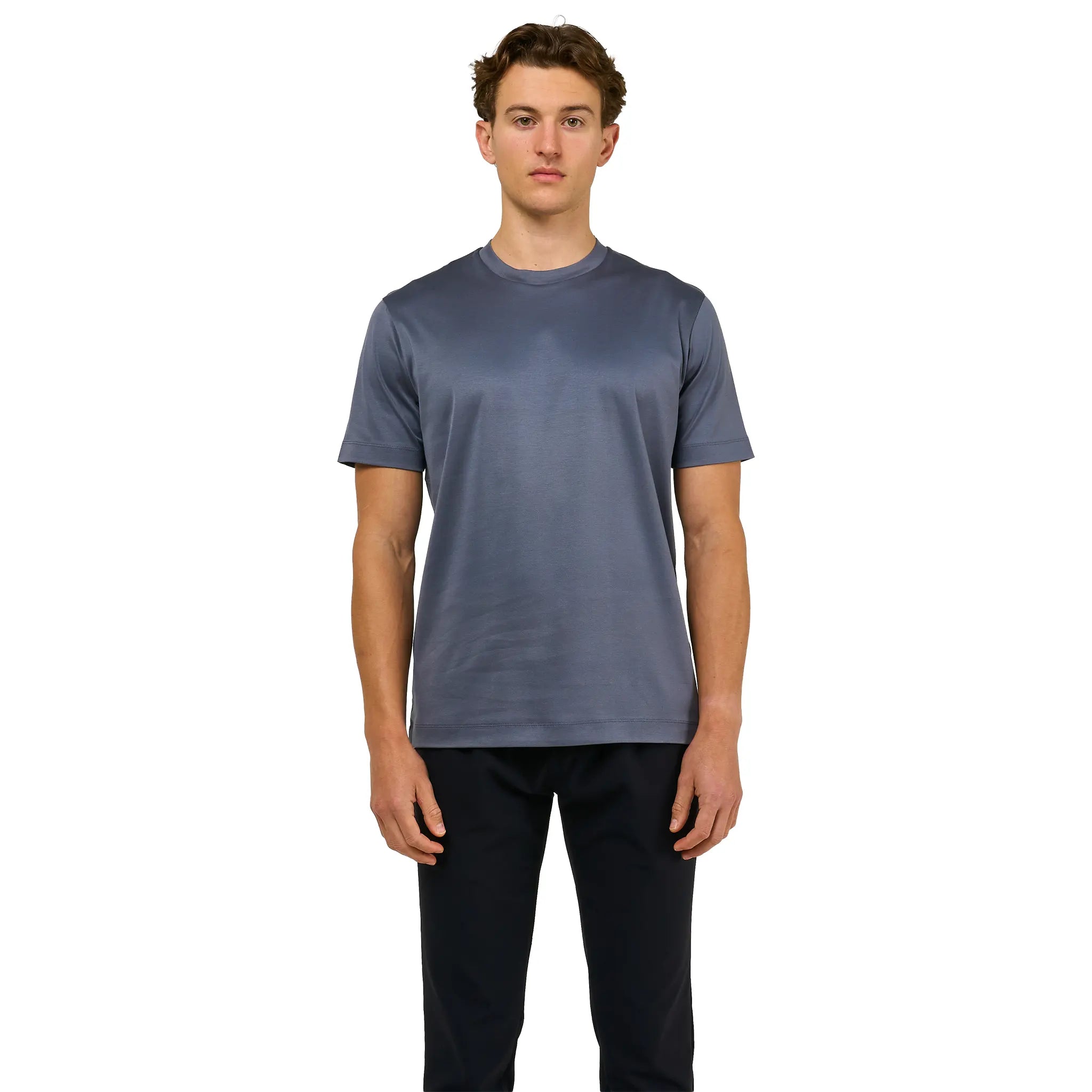 Front View of Loiano Egyptian Cotton Steel T Shirt