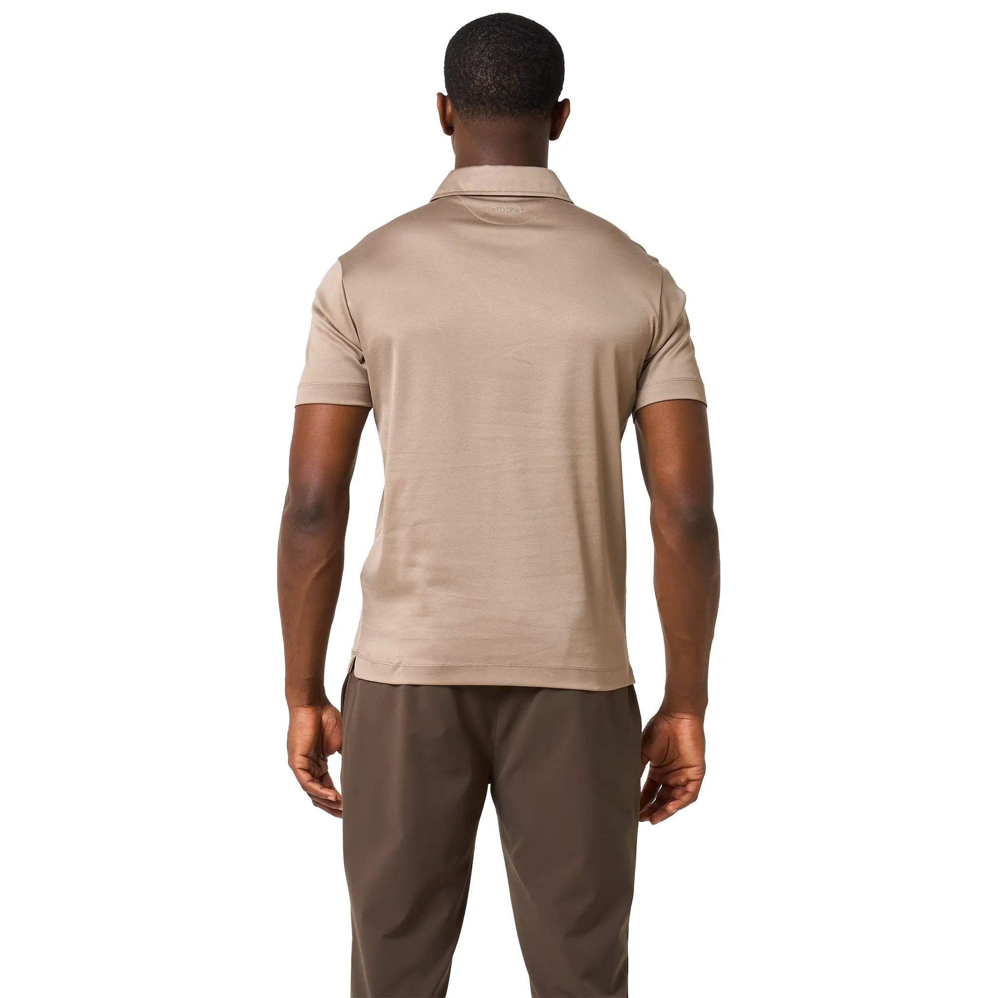 Back View of Loiano Egyptian Cotton Taupe Polo Shirt