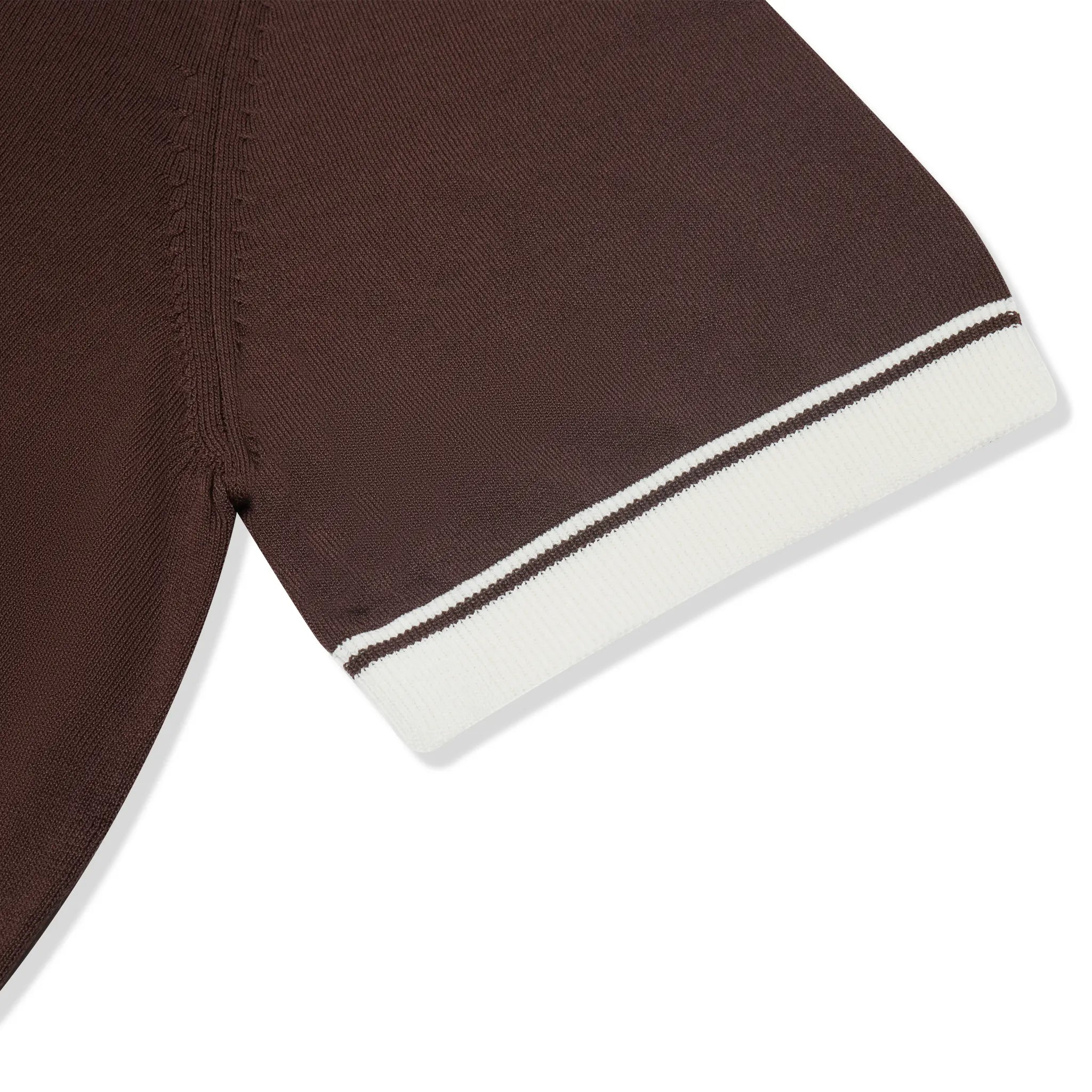 Detailed Sleeve View of Loiano Rayon Knit Brown Polo Shirt