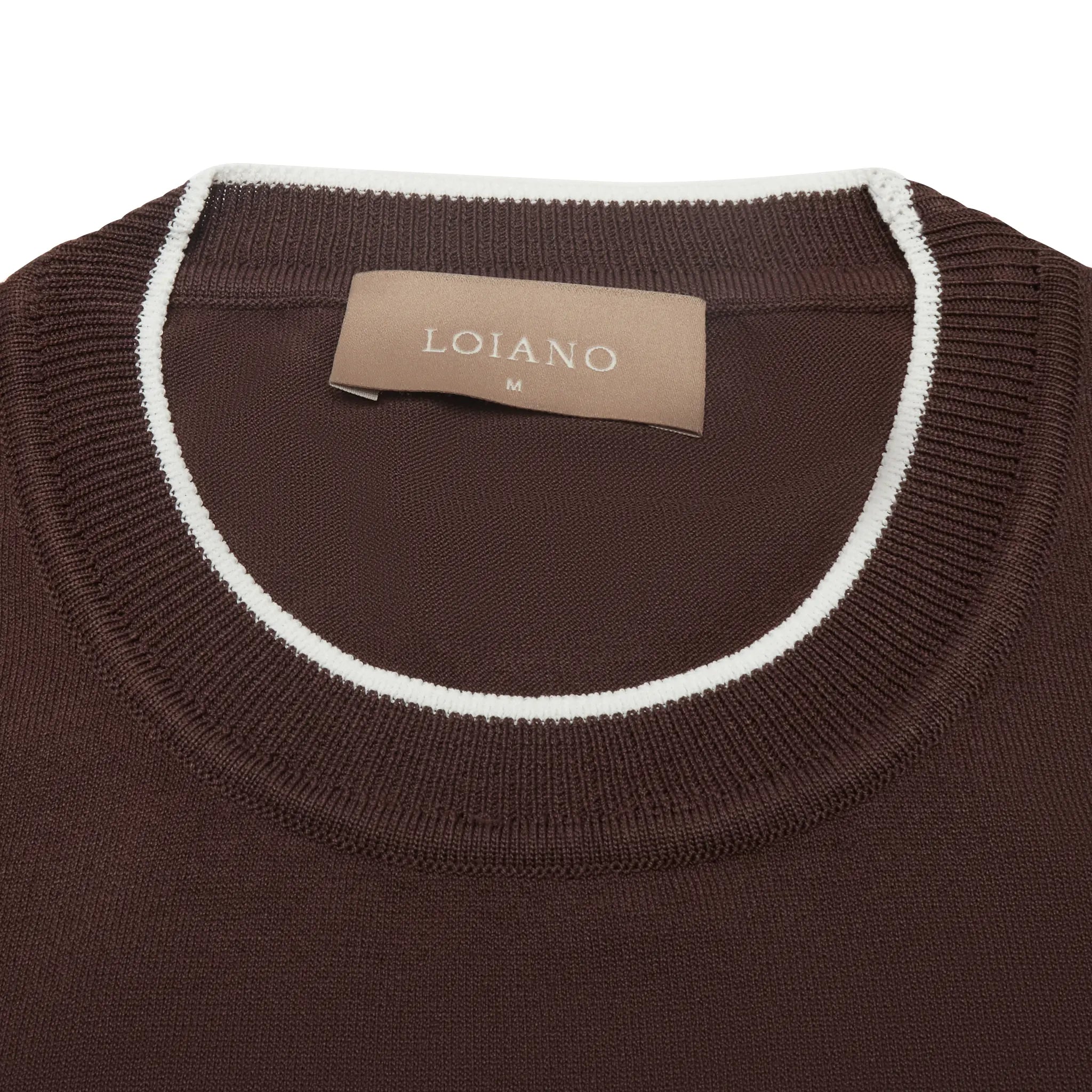 Close View of Loiano Rayon Knit Brown T-Shirt