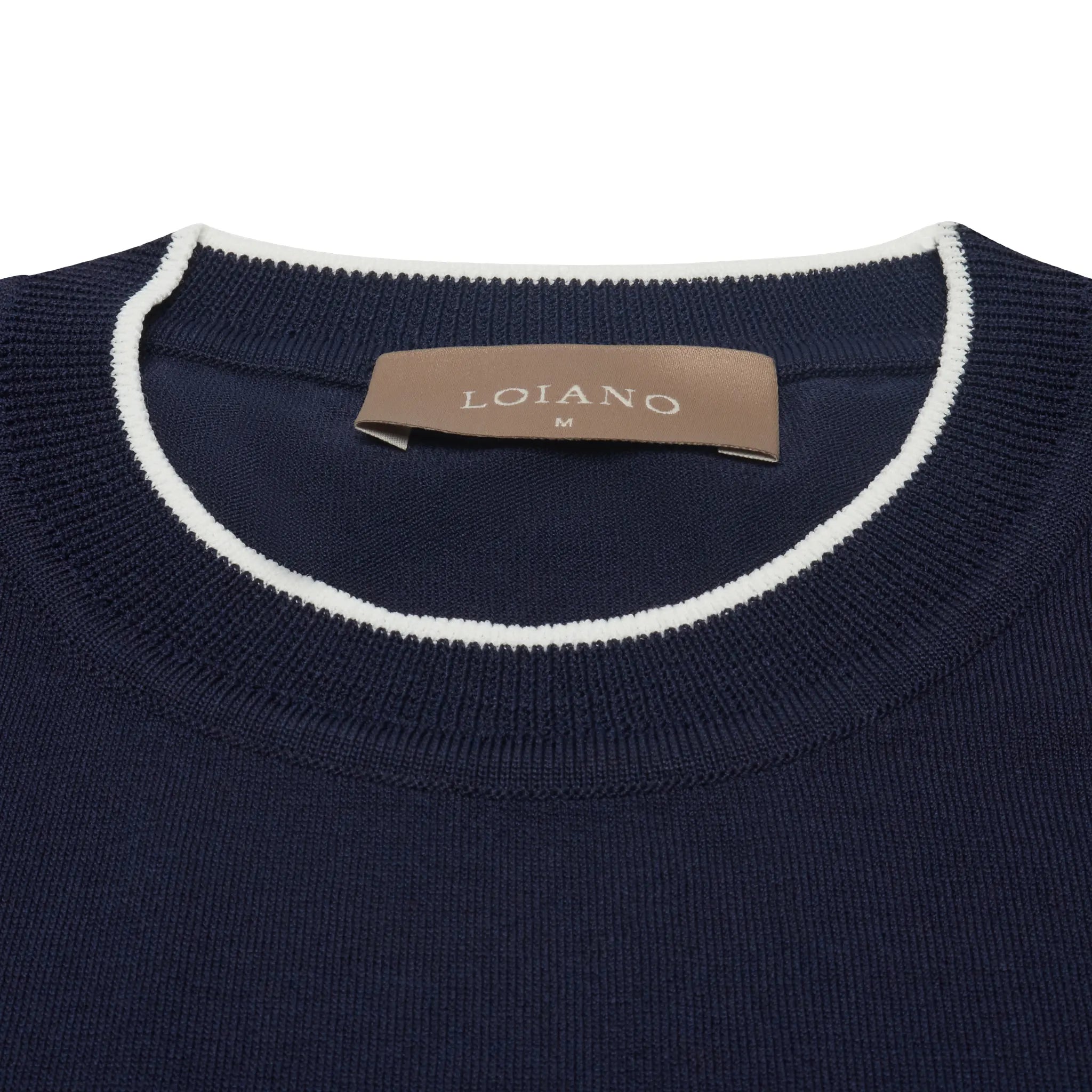 Detailed View of Loiano Rayon Knit Navy T-Shirt