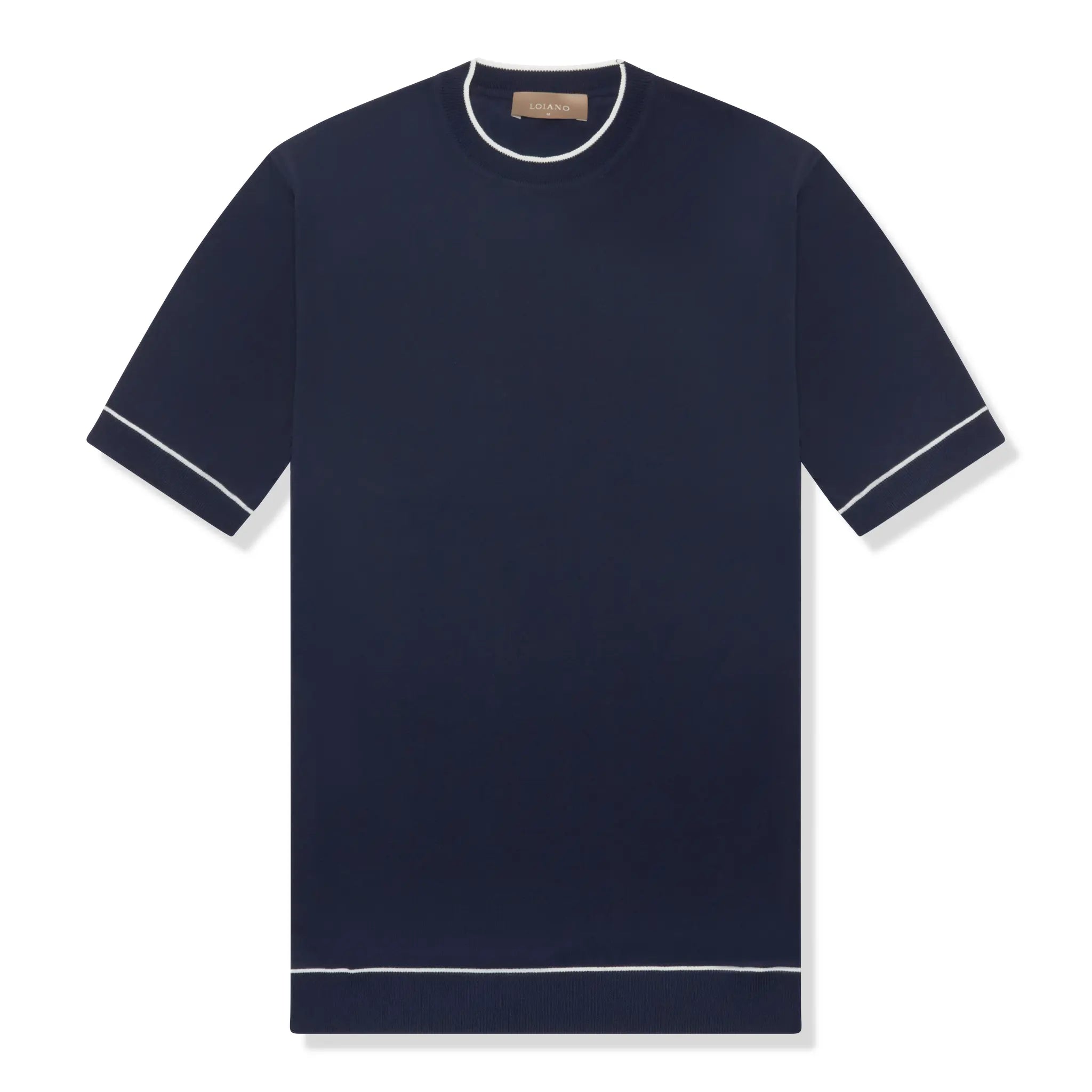 Front View of Loiano Rayon Knit Navy T-Shirt
