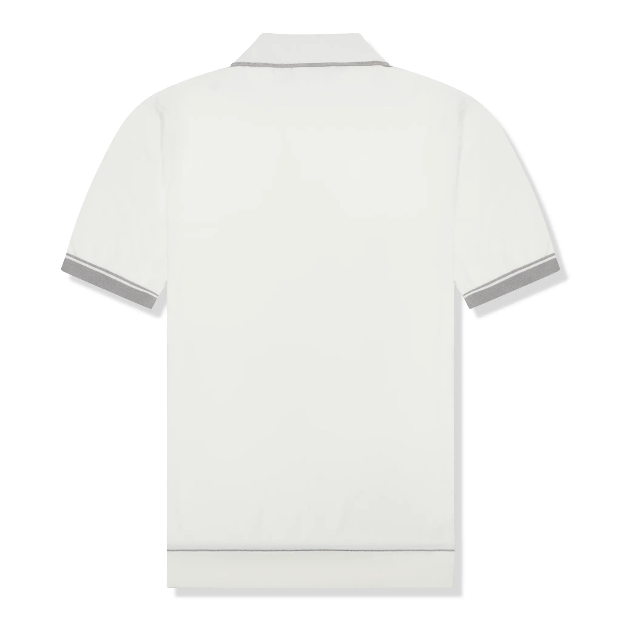 Detailed Back View of Loiano Rayon Knit White Polo Shirt