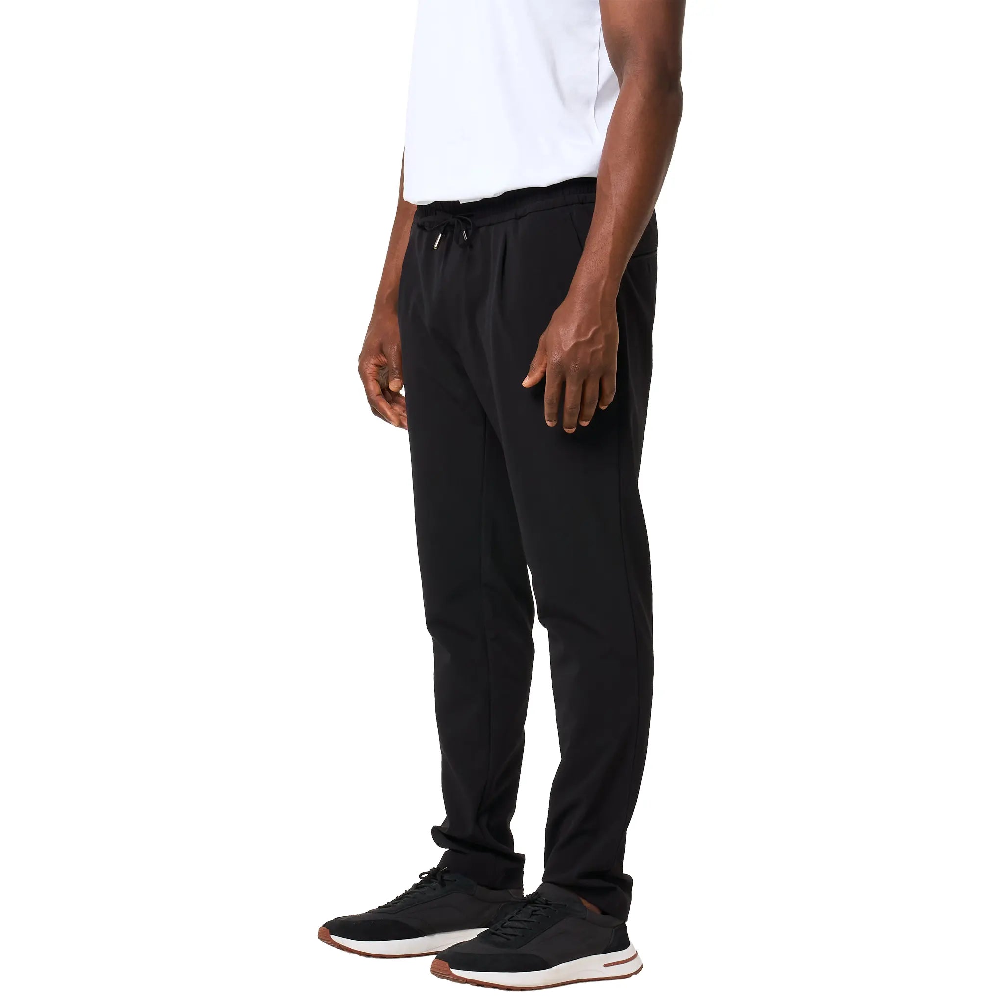 Front Side View of Loiano Tech Black Trousers