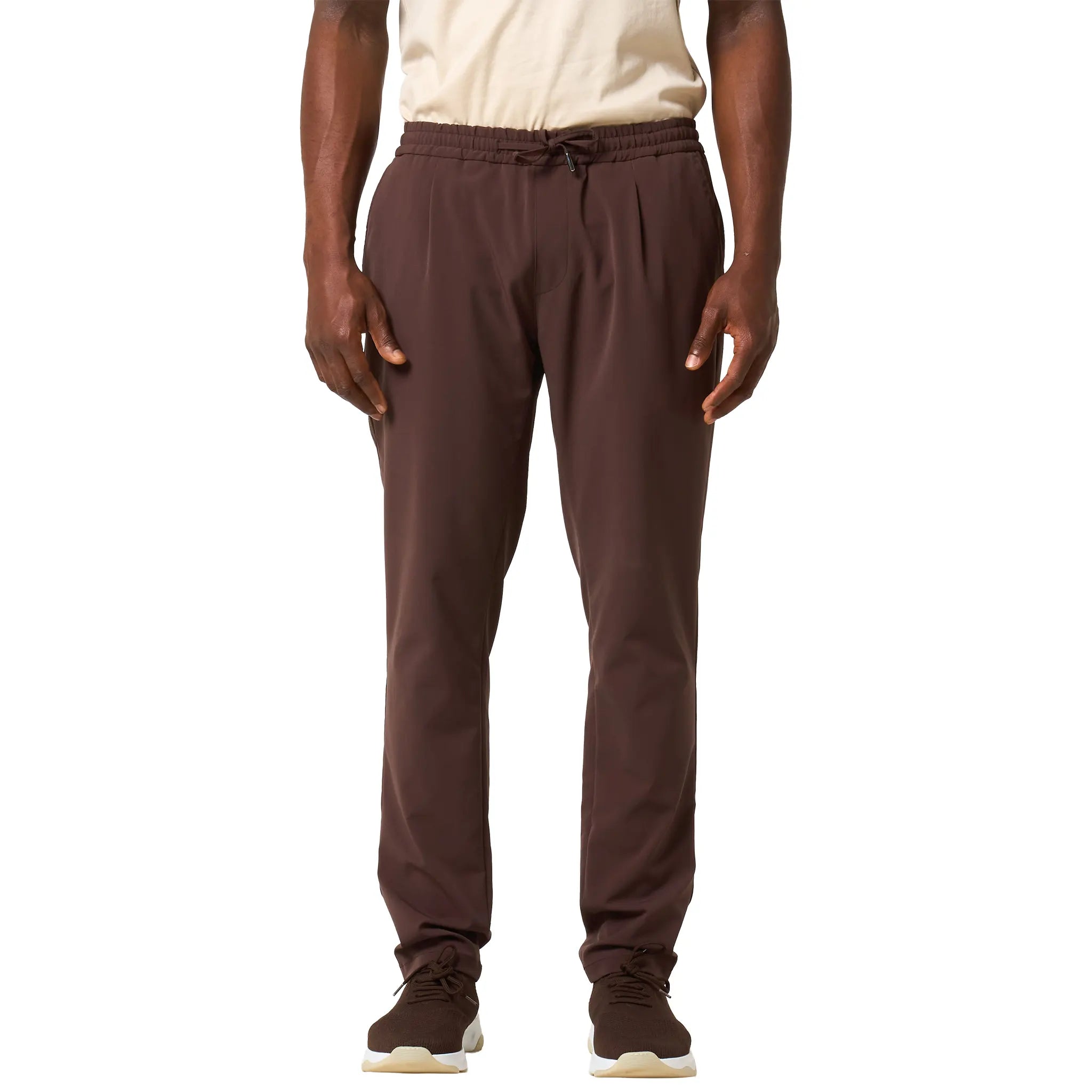 Front View of Loiano Tech Brown Trousers