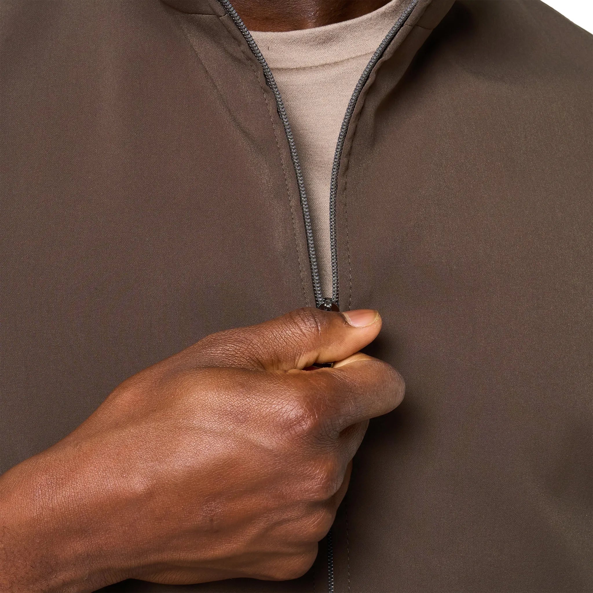 Detailed Front View of Loiano Tech Khaki Gilet