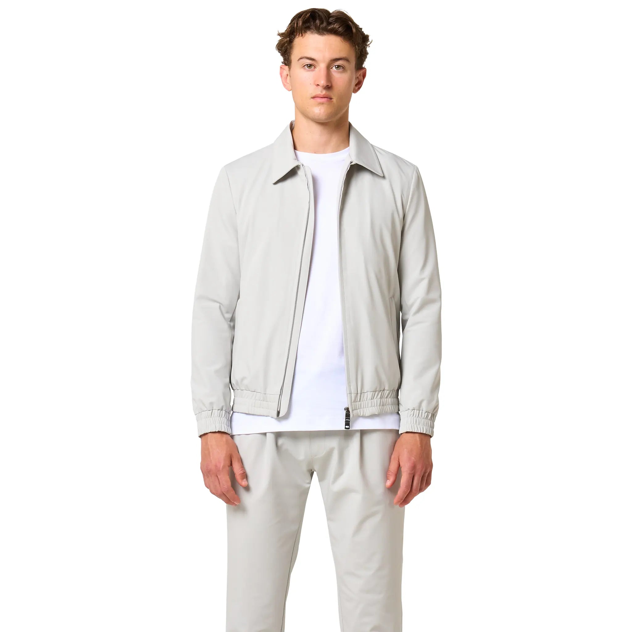 Front View of Loiano Tech Light Grey Jacket