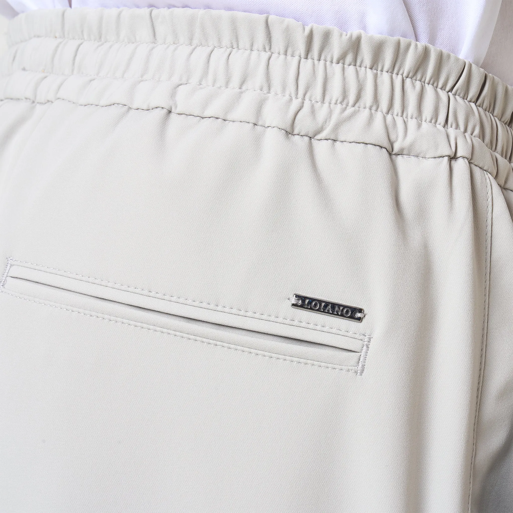 Detailed View of Loiano Tech Light Grey Trousers
