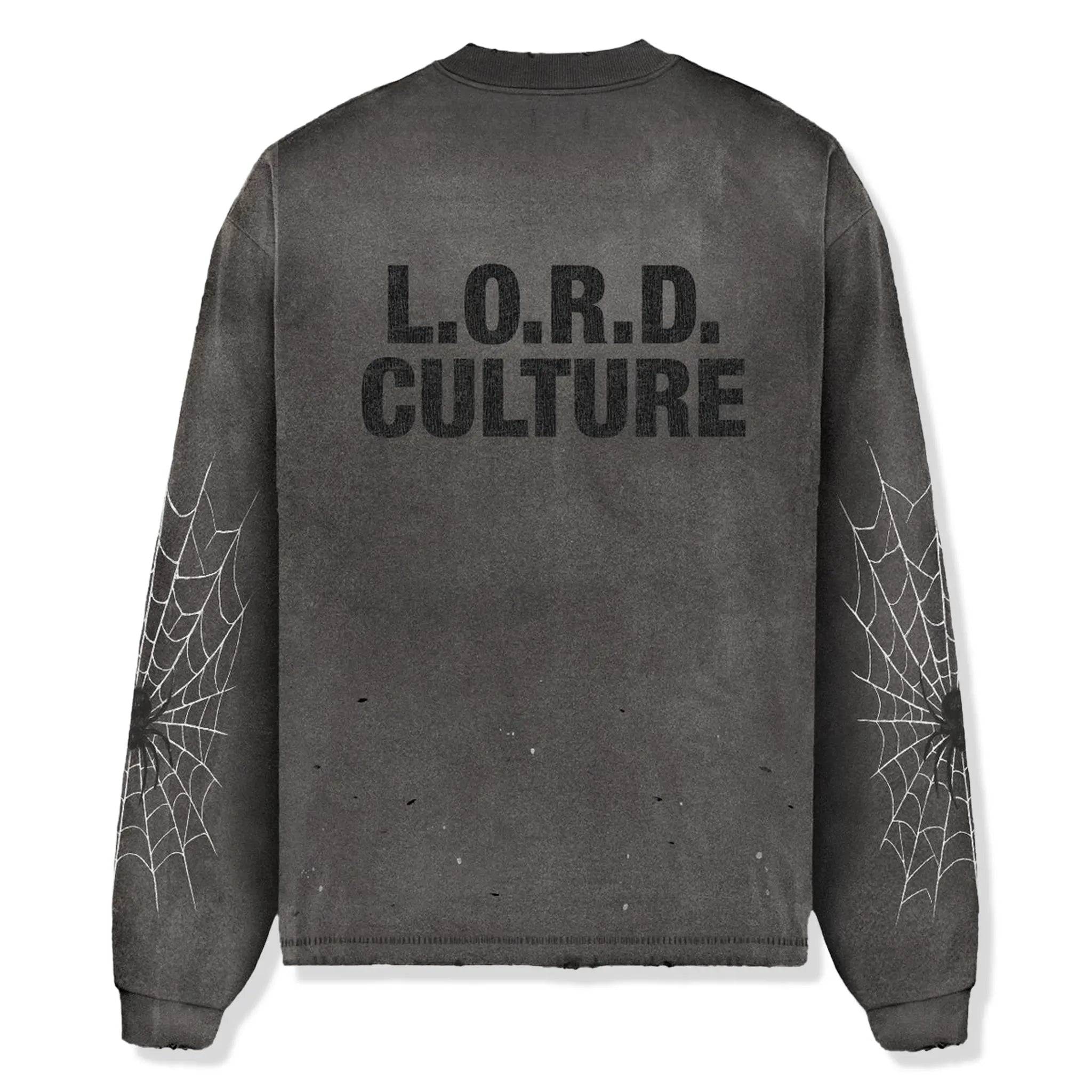 Back View of Lord Culture Destroy L/S Washed Black T-Shirt