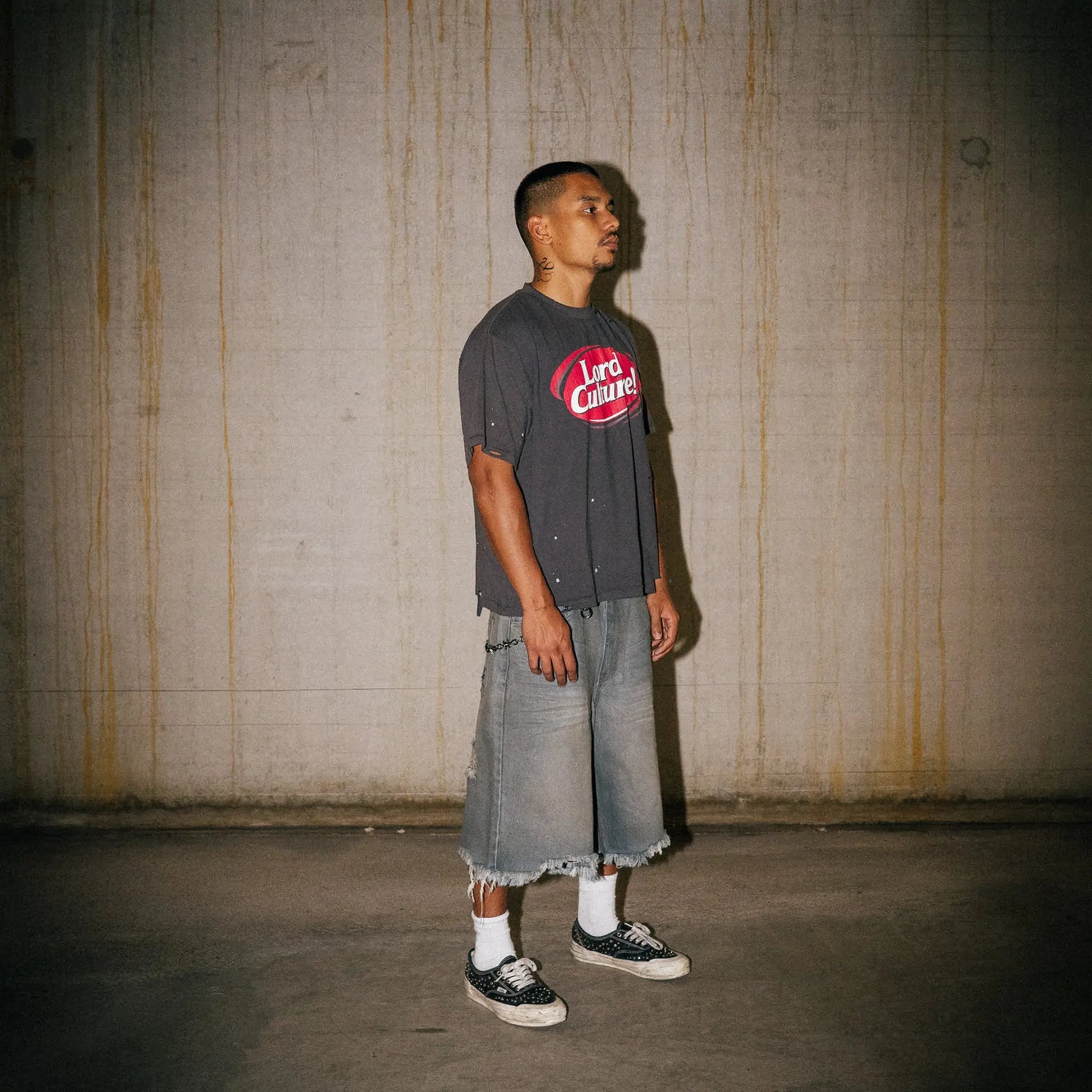 Front Side View of Lord Culture Pepper Washed Grey Brown T-Shirt