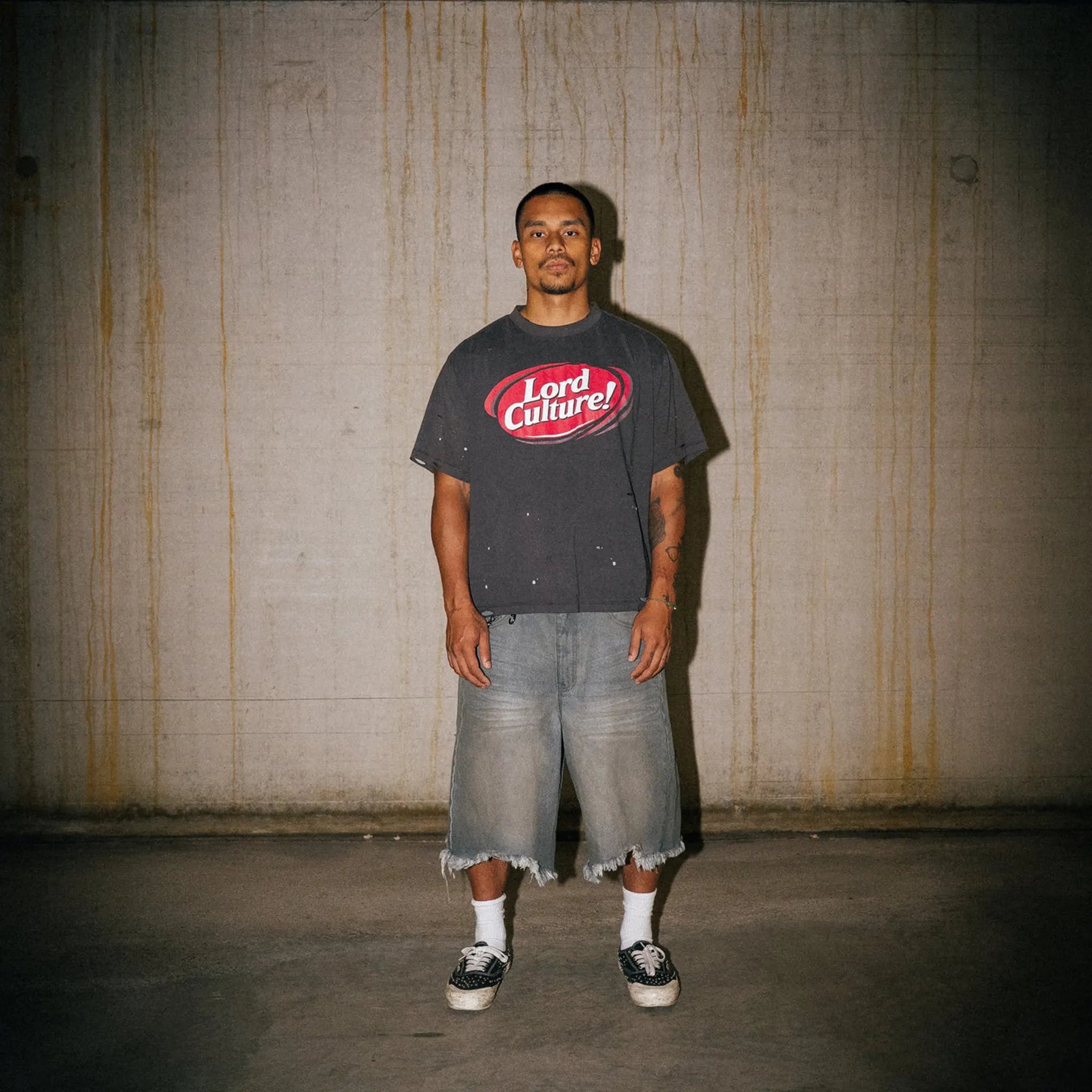 Front View of Lord Culture Pepper Washed Grey Brown T-Shirt