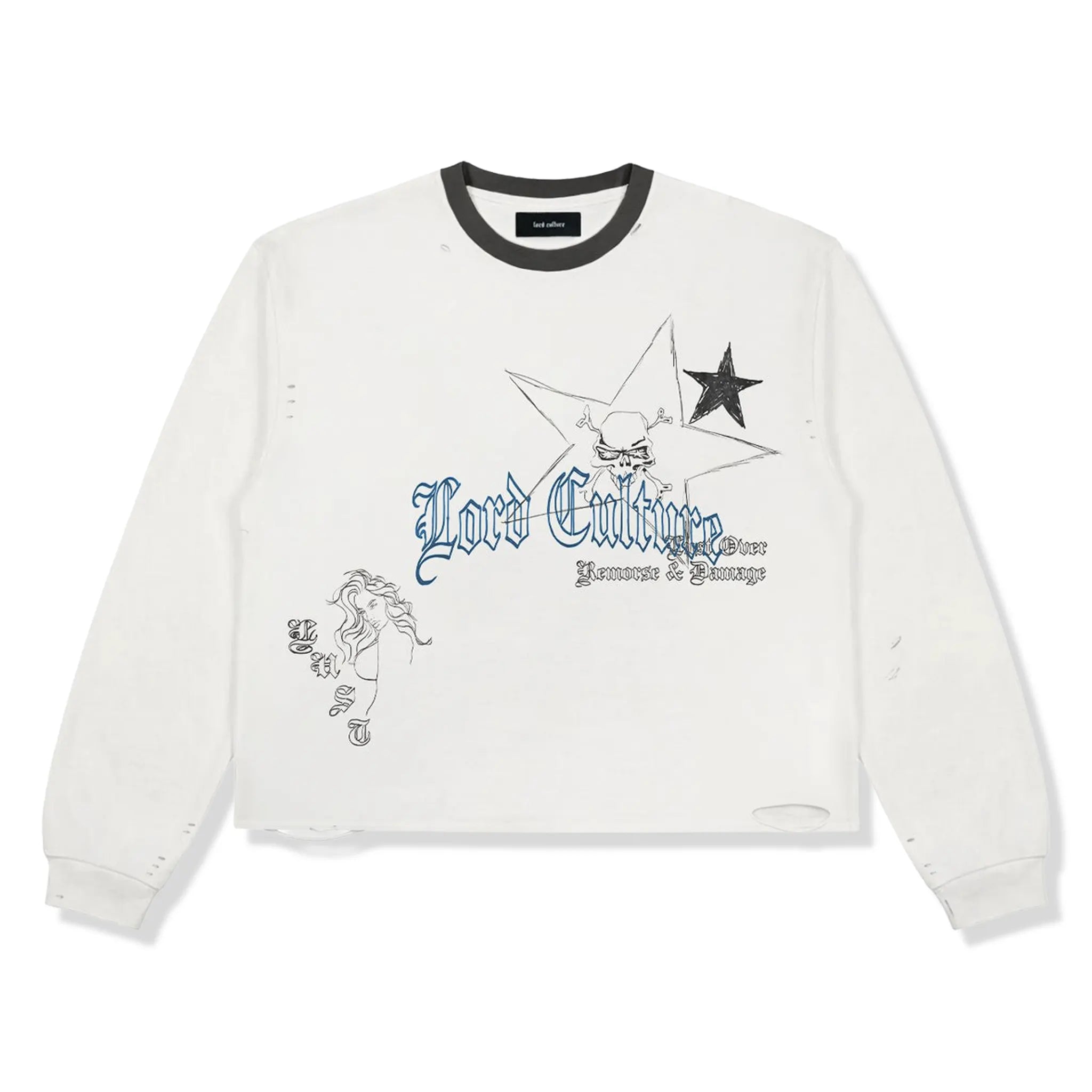 Front View of Lord Culture Remorse L/S White T-Shirt
