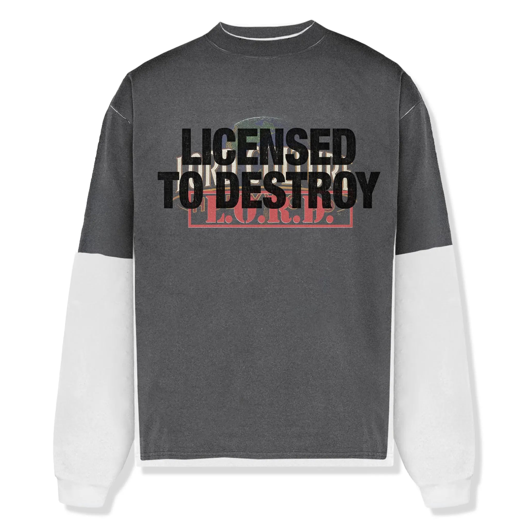 Front View of Lord Culture Trompe L'oeil L/S Black T-Shirt