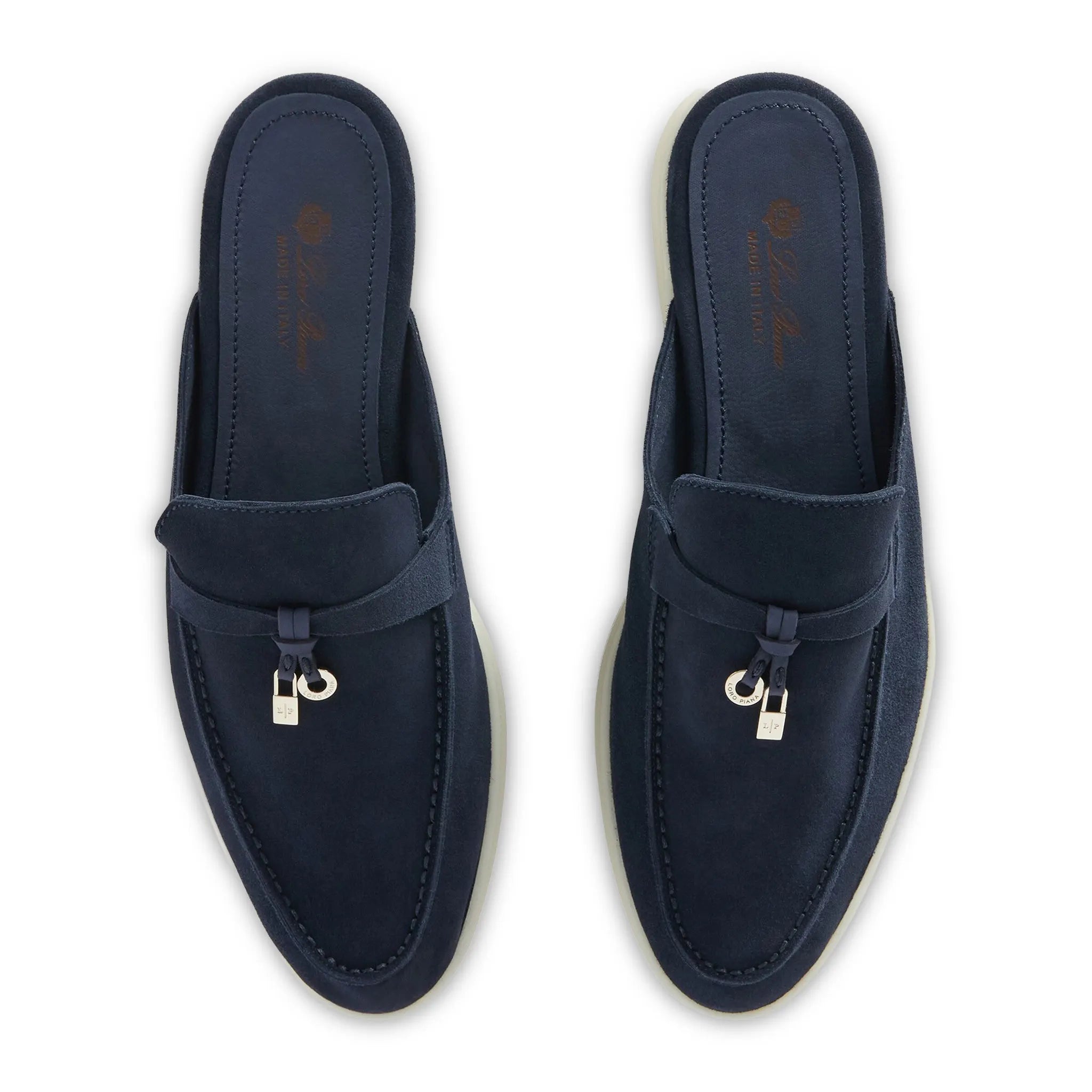 Upoper View of Loro Piana Babouche Walk Suede Argo Blue Melange Loafers FAI1543_W948