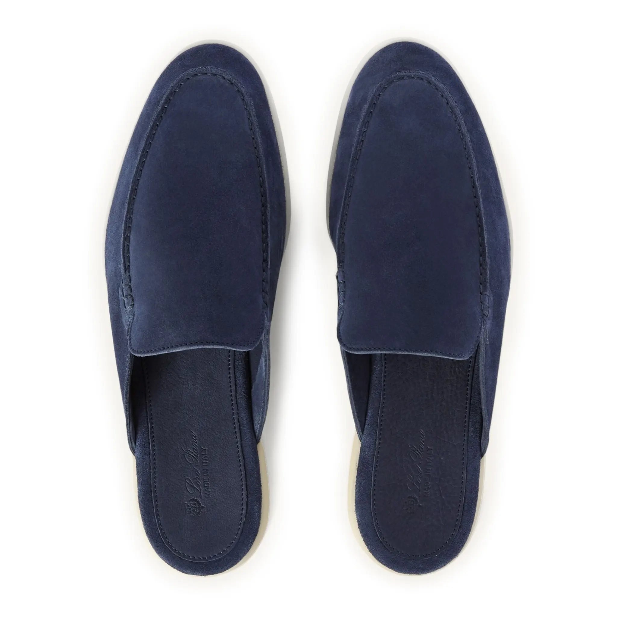 Upper View of Loro Piana Babouche Walk Suede Racing Blue Loafers FAM3488-W0UC