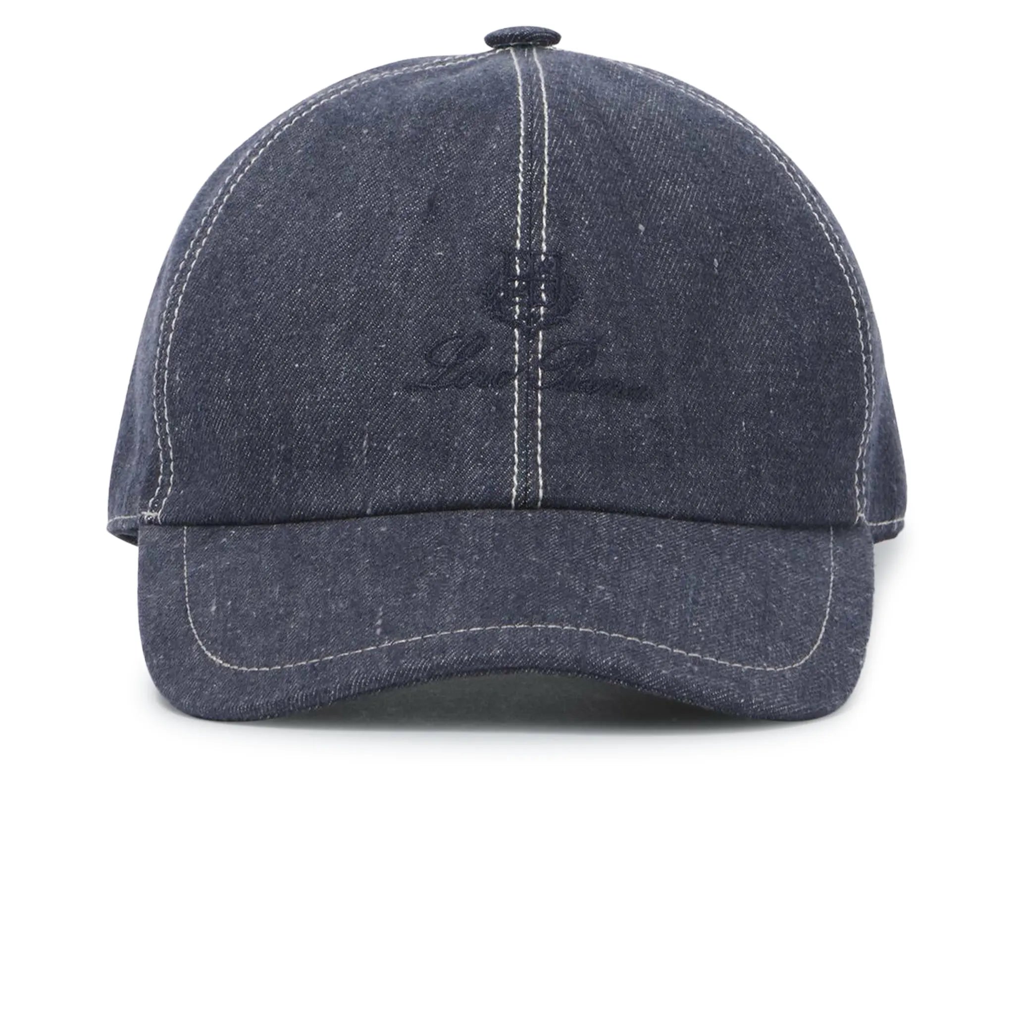 Front View of Loro Piana Denim Blue Baseball Cap FA06405_W13K