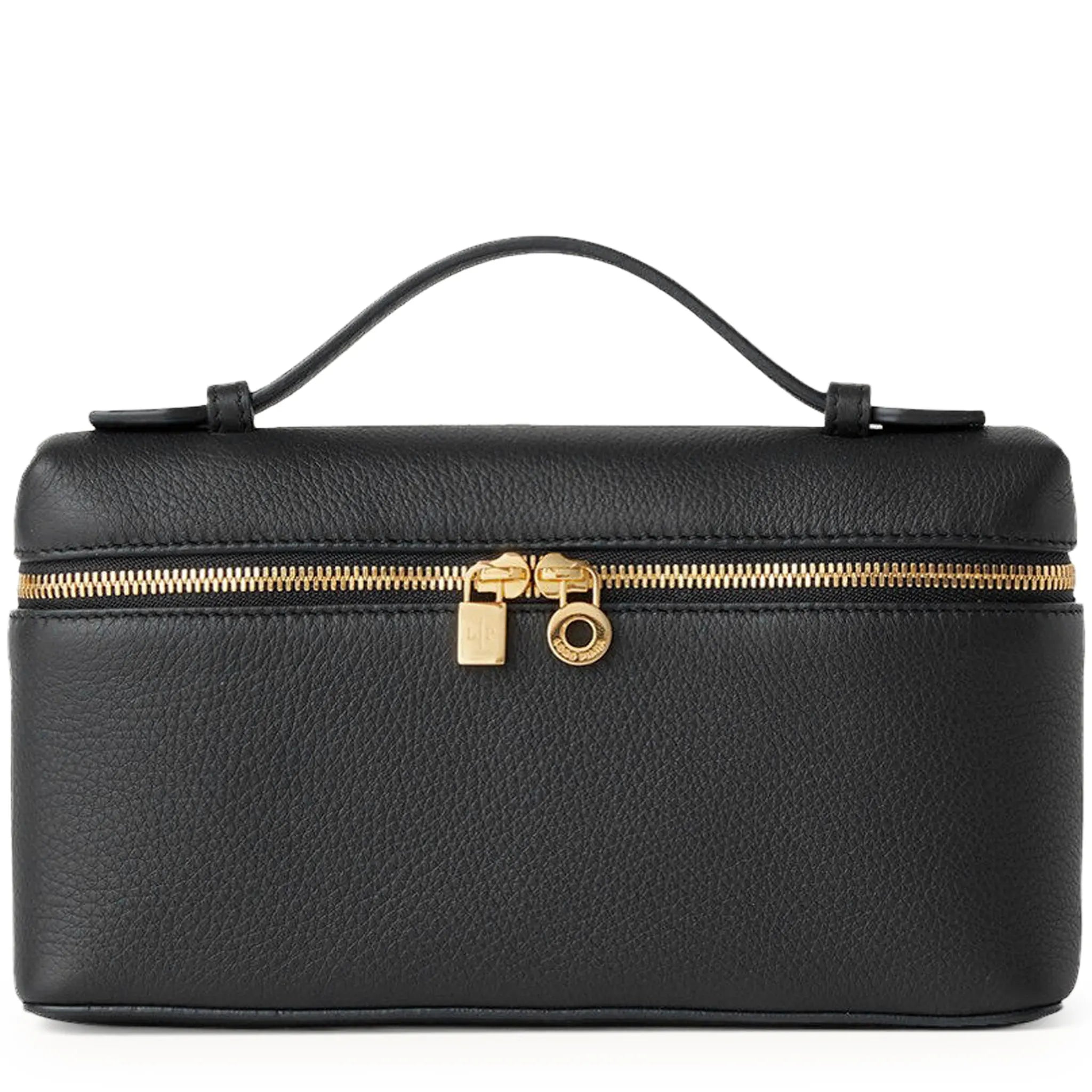 Front View of Loro Piana Extra Pocket L19 Black Sun Gold Shoulder Bag FAN4045_804L