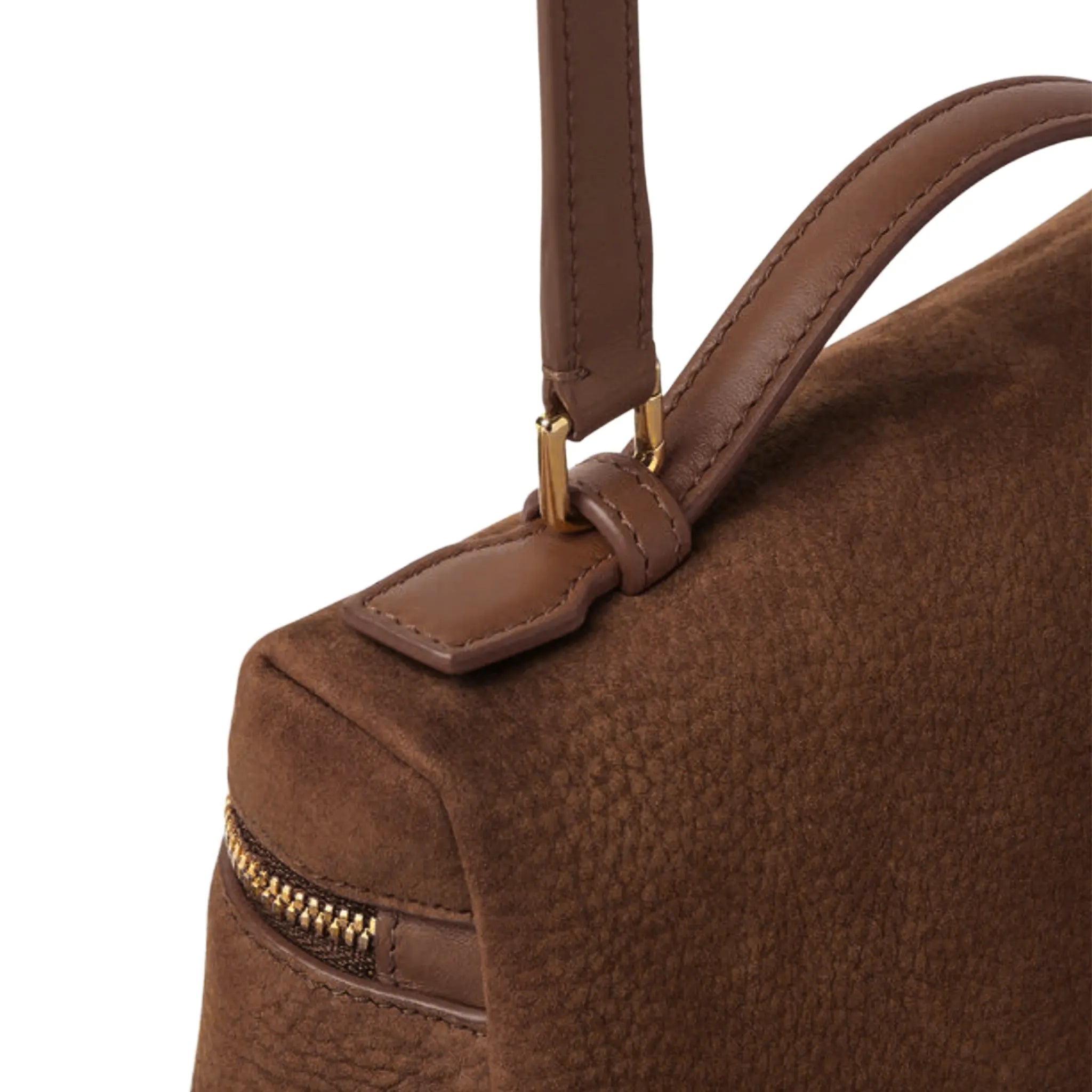 Back Side View of Loro Piana Extra Pocket L19 Calfskin Brown Sun Gold Shoulder Bag FAP6658_B5OA
