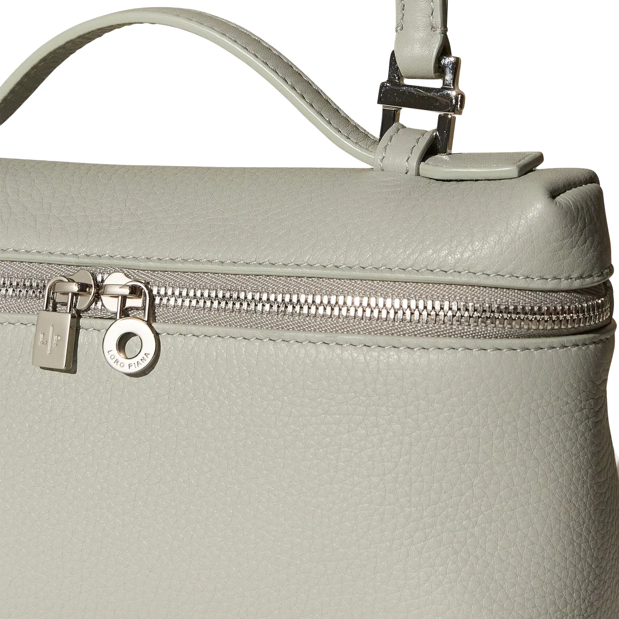 Detailed View of Loro Piana Extra Pocket L19 Calfskin Eucalyptus Shoulder Bag