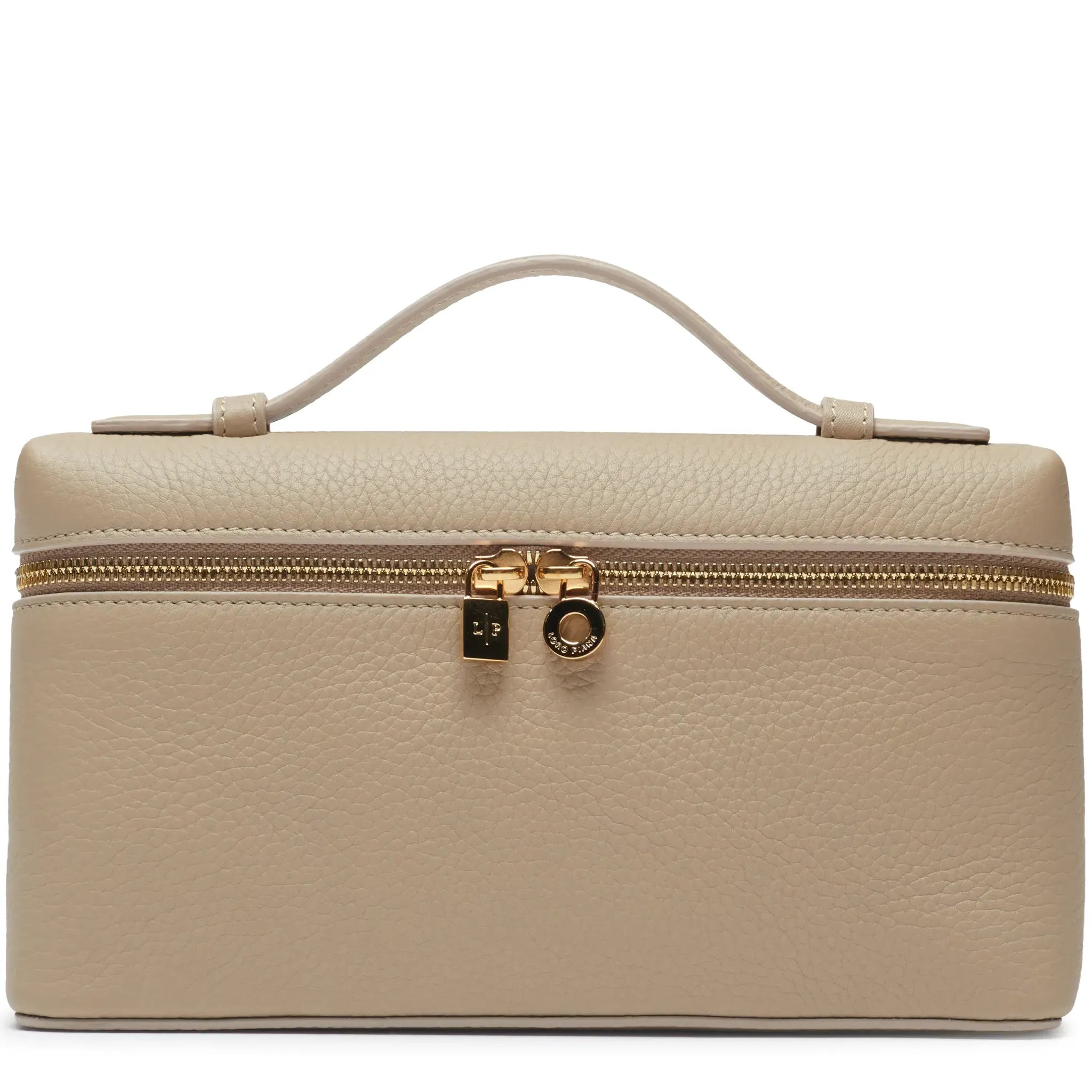 Front View of Loro Piana Extra Pocket L19 Light Mastic Sun Gold Shoulder Bag