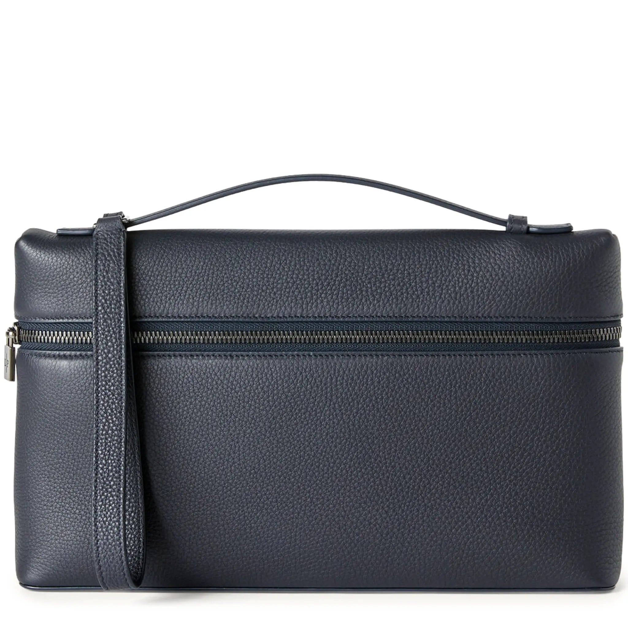 Front View of Loro Piana Extra Pouch L29 Calfskin Blue Navy Onyx FAN9085_W1BI