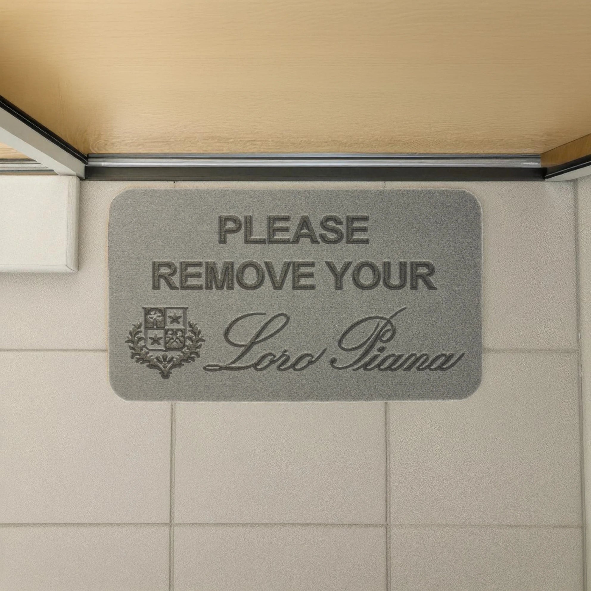 Front View of Loro Piana Light Grey Doormat 70 x 40cm