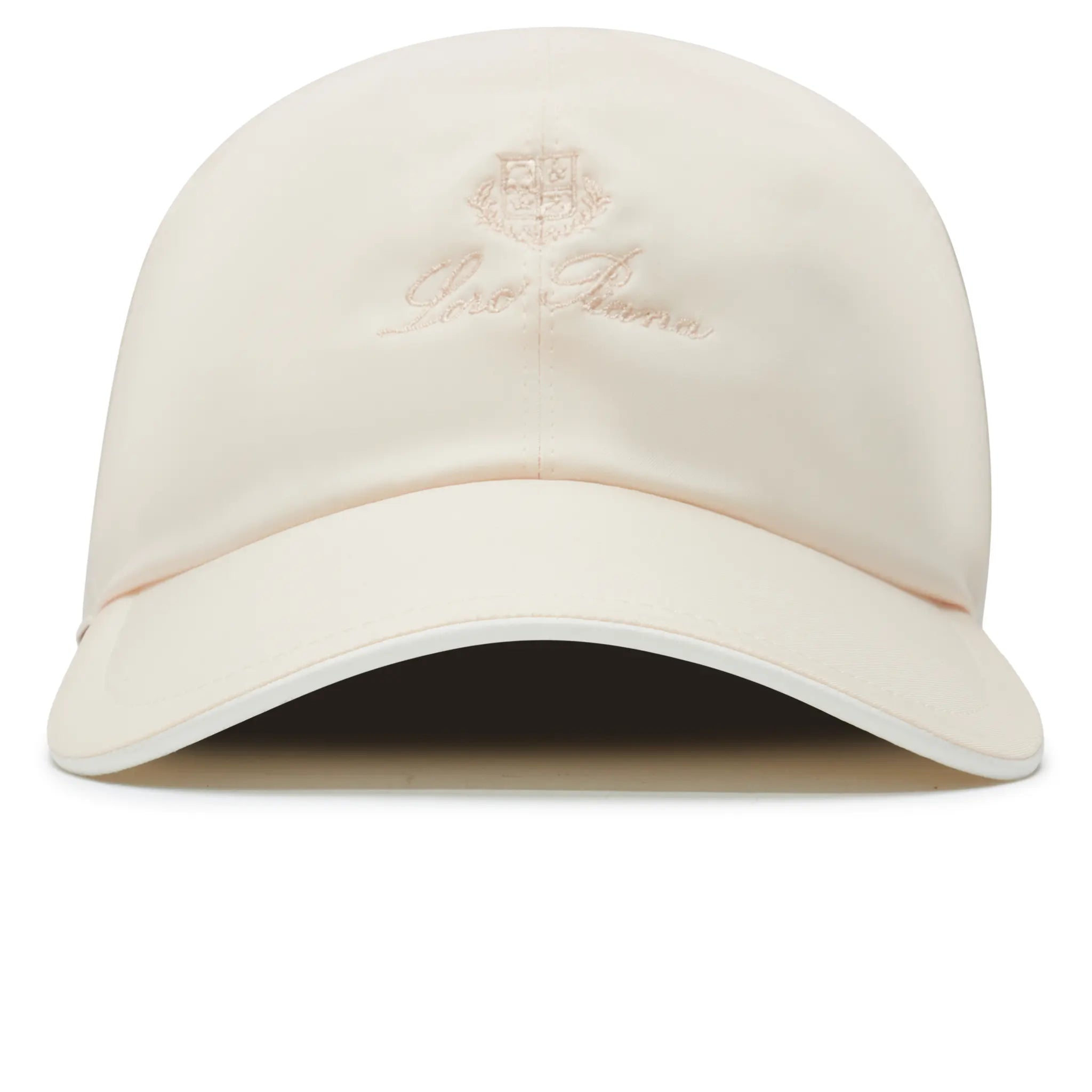 Front View of Loro Piana Microfibre Storm System Baby Pink Baseball Cap
