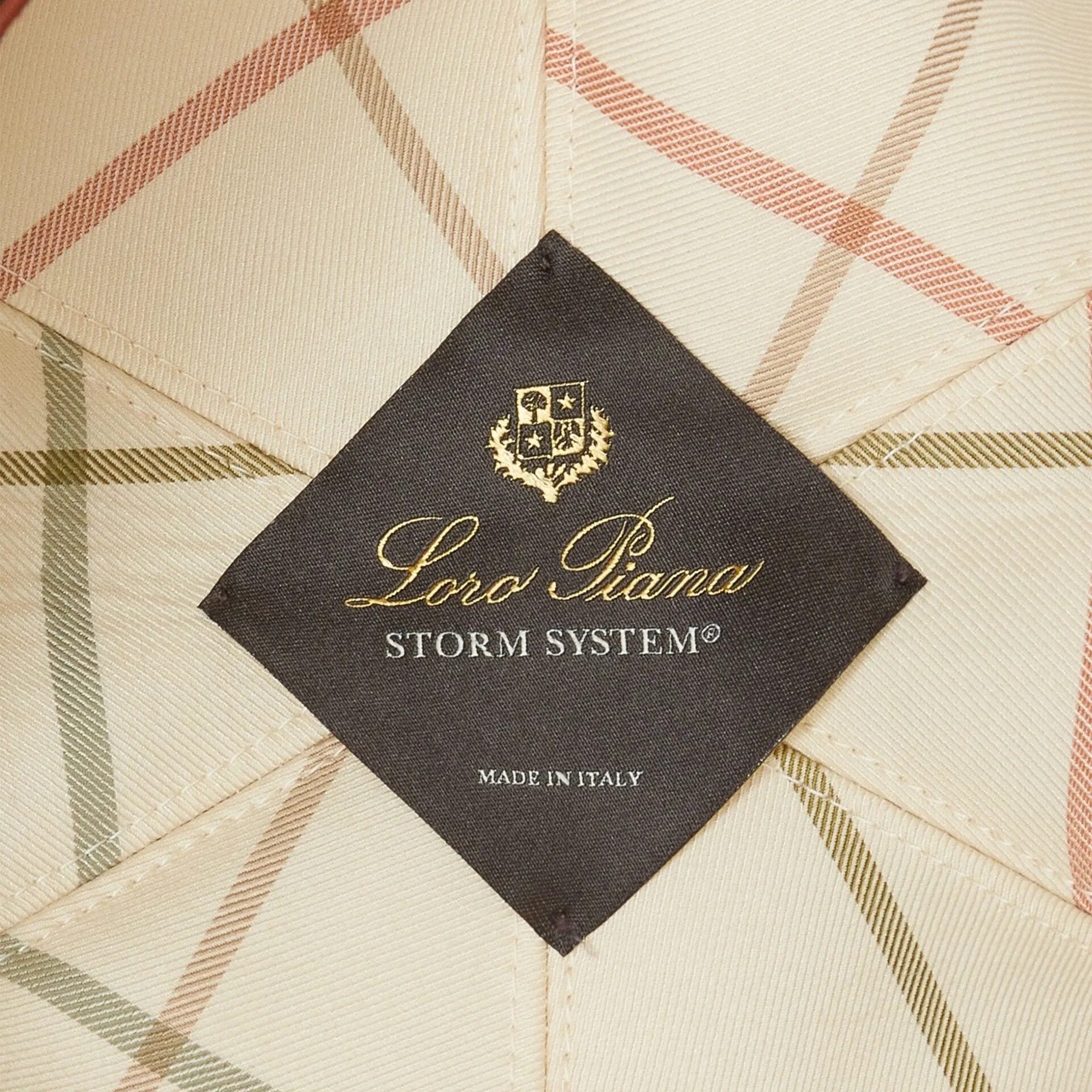 Detail view of Loro Piana Microfibre Storm System Onyx Ivory Baseball Cap FAB1977_B3NL