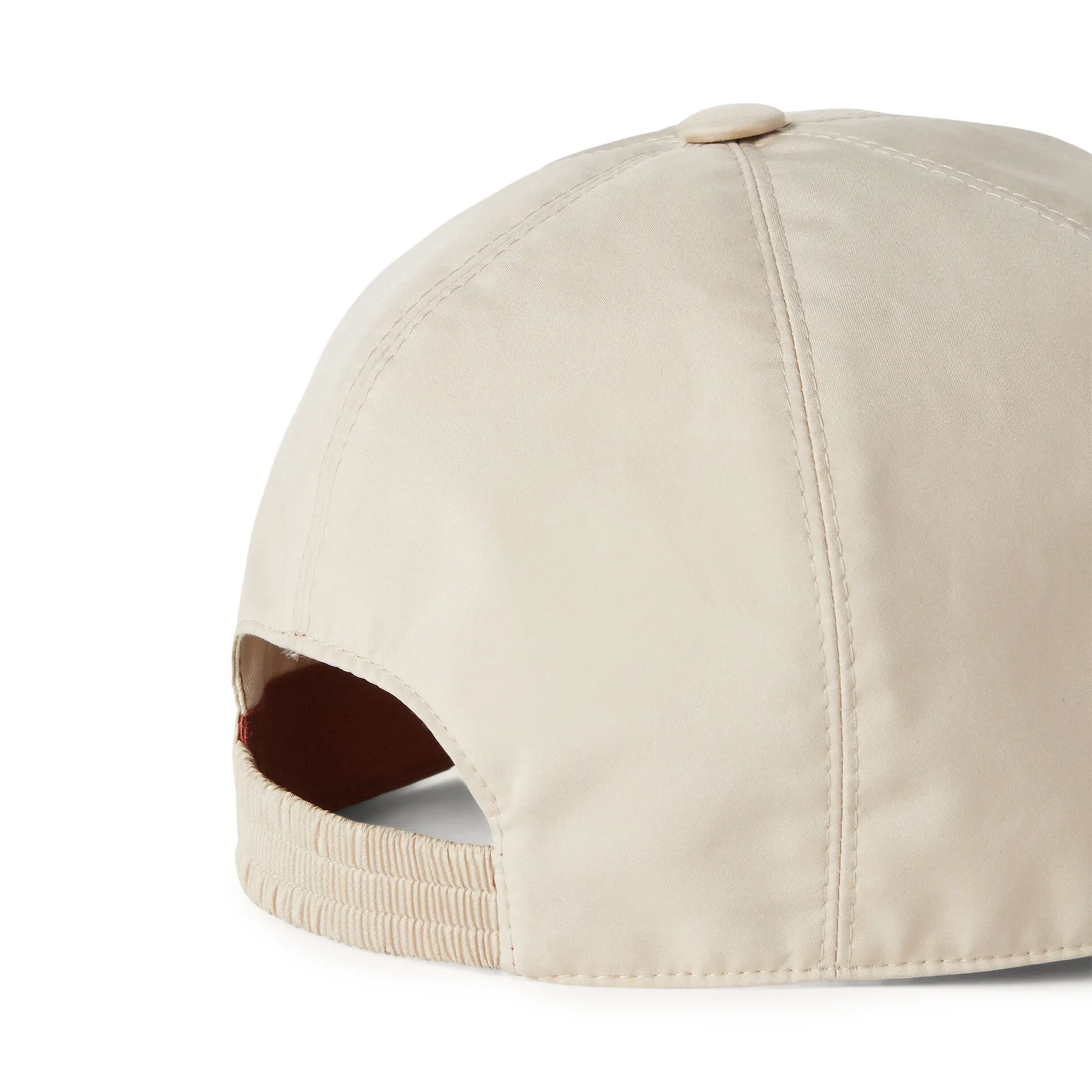 Back View of Loro Piana Microfibre Storm System Sand Shell Ivory Baseball Cap FAP9958_B3NM