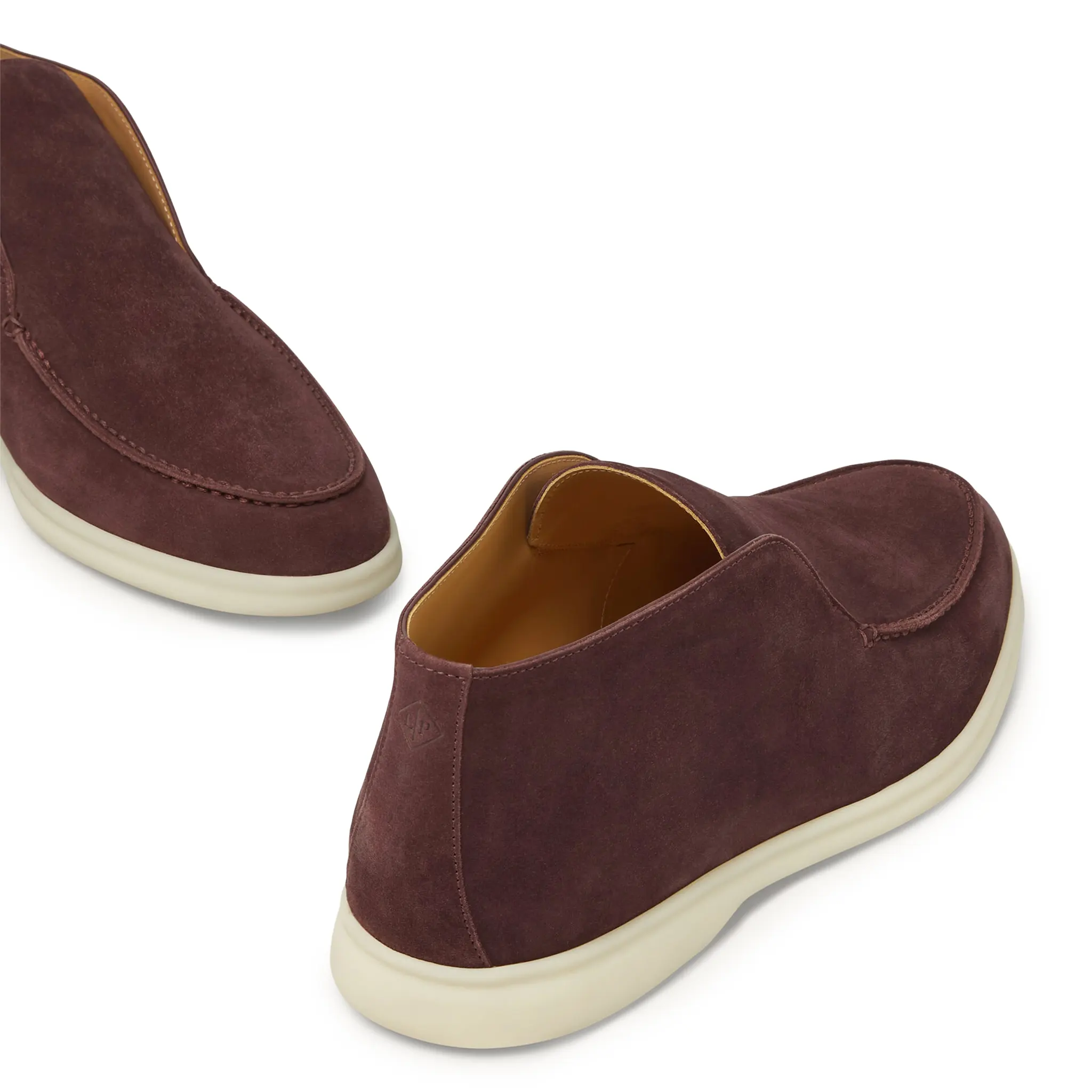 Back Side View of Loro Piana Open Walk Very Dark Maroon Ankle Boot FAB4368_Q0B5