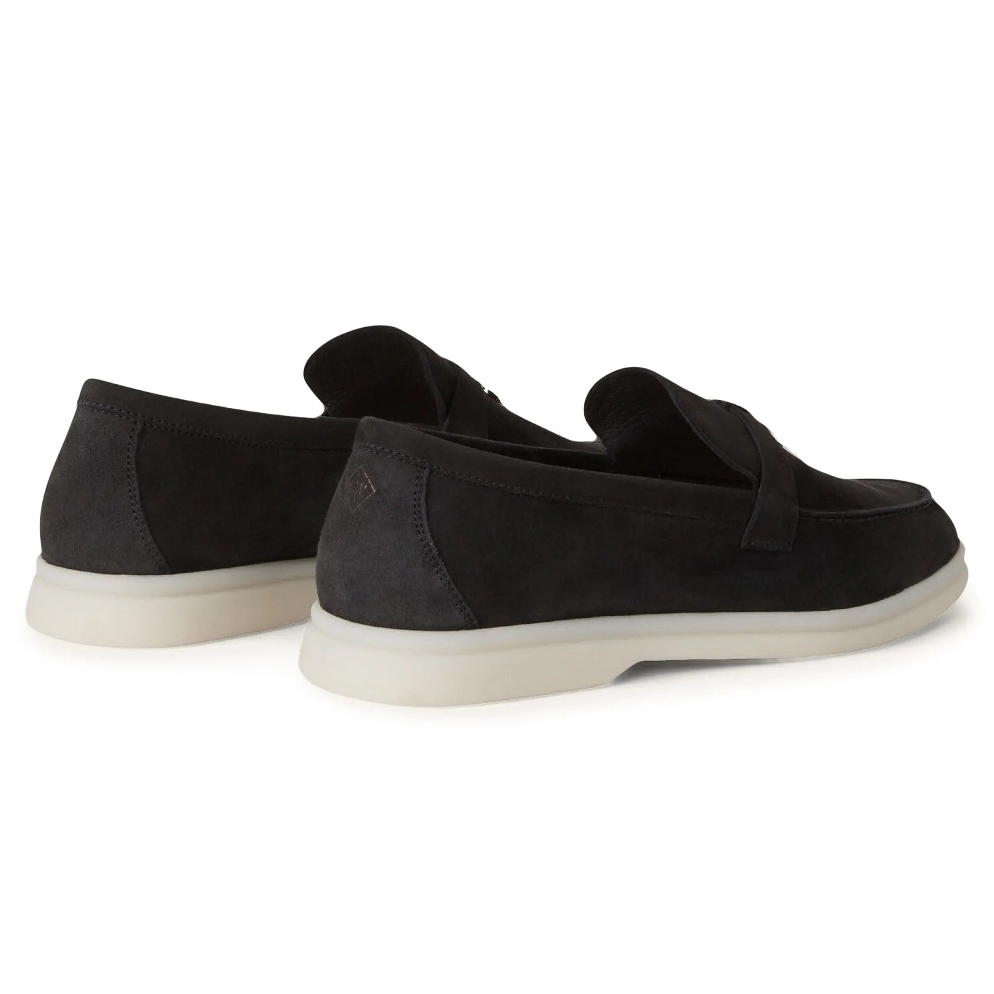 Back side view of Loro Piana Summer Charms Walk Suede Caviar Loafers