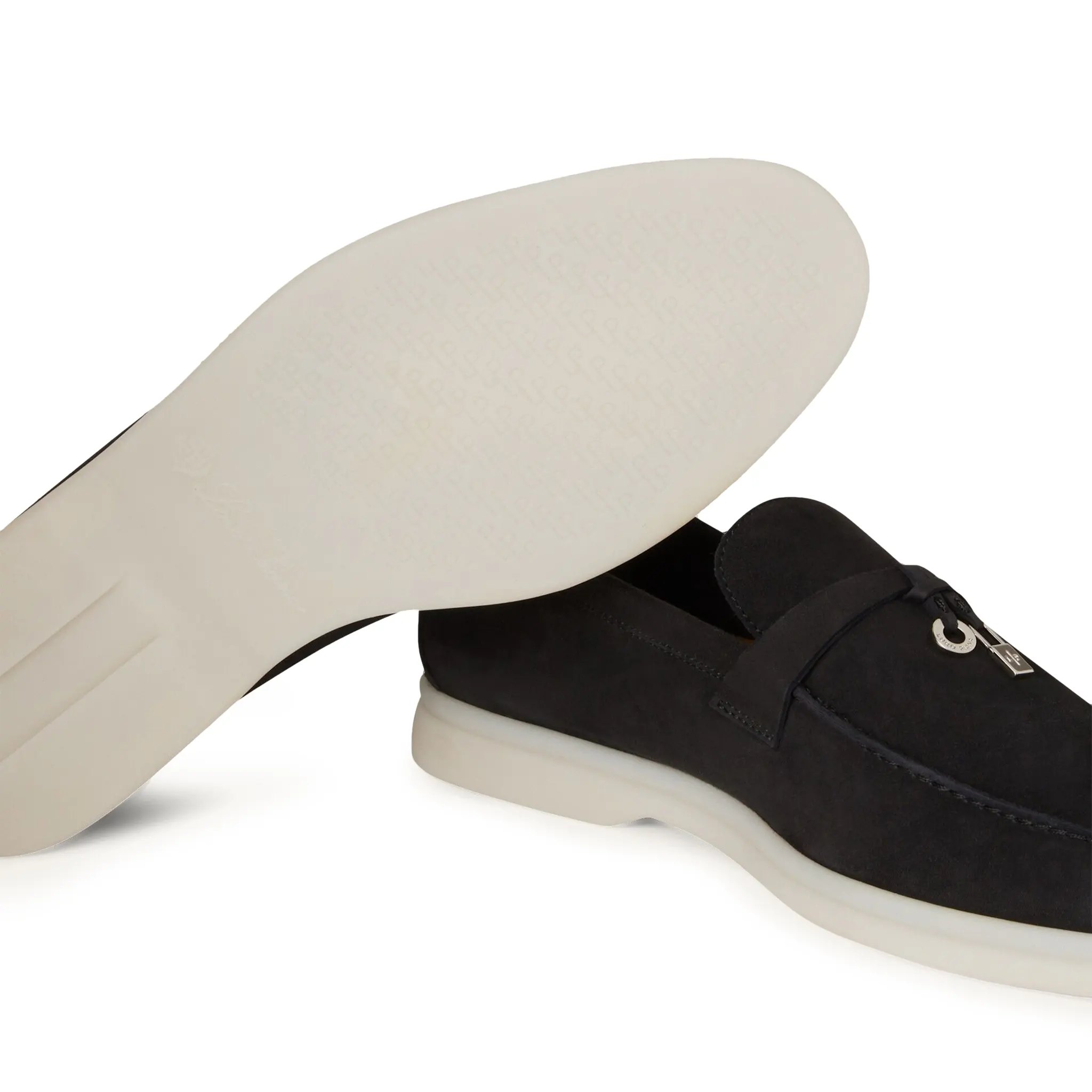 Sole view of Loro Piana Summer Charms Walk Suede Caviar Loafers